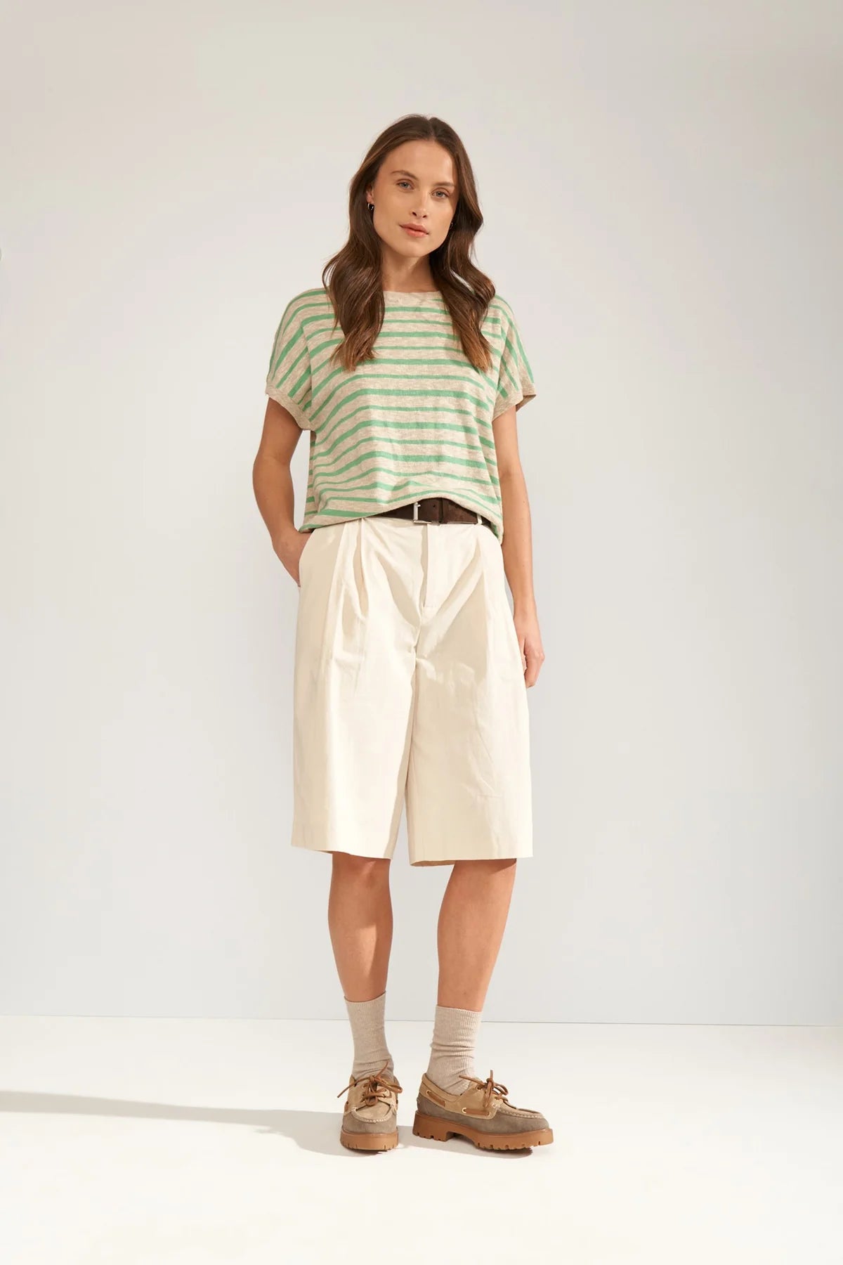 Nümph Striped Pullover in green