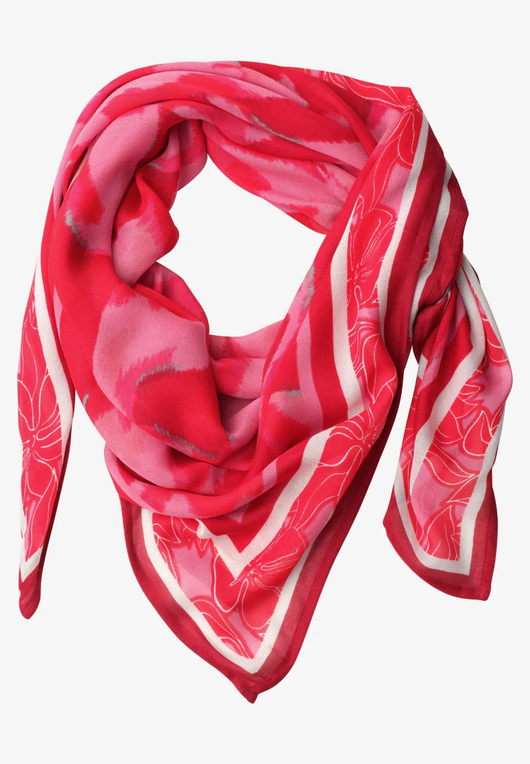 Street One Square Print Scarf In Salsa Red