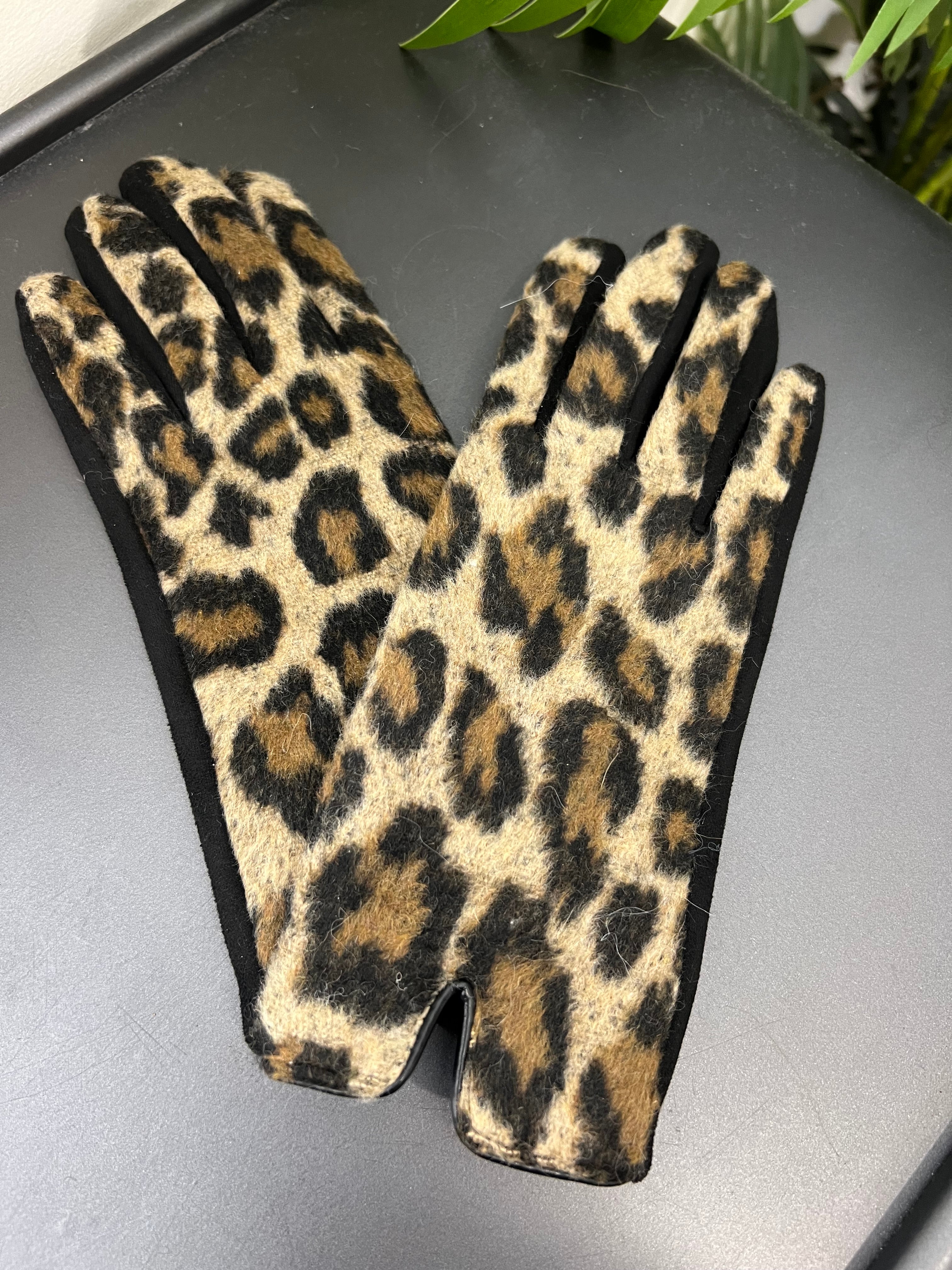 Olivia Leopard Gloves in Brown