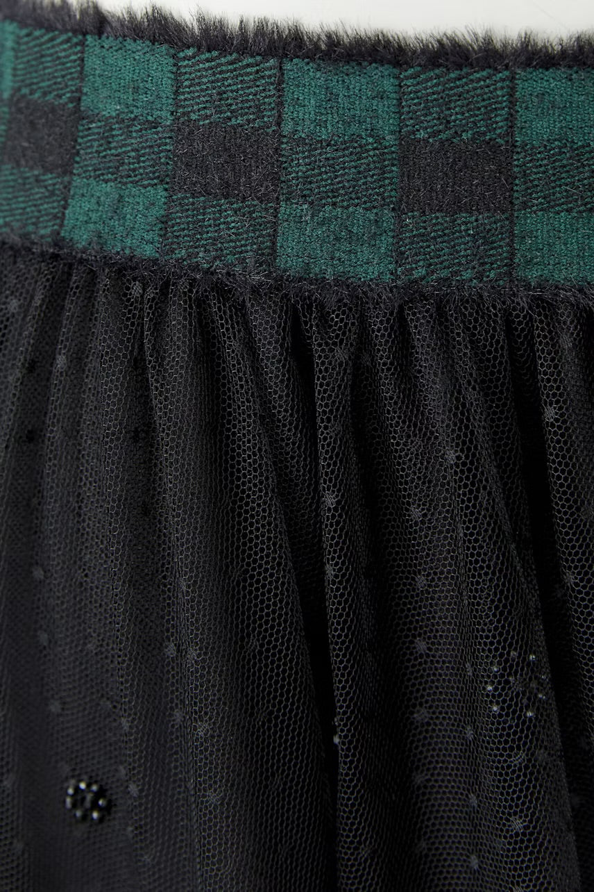 Double layered tulle skirt in black