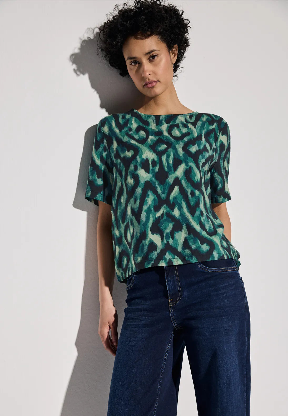Street One Roundneck Blouse In Hunter Green