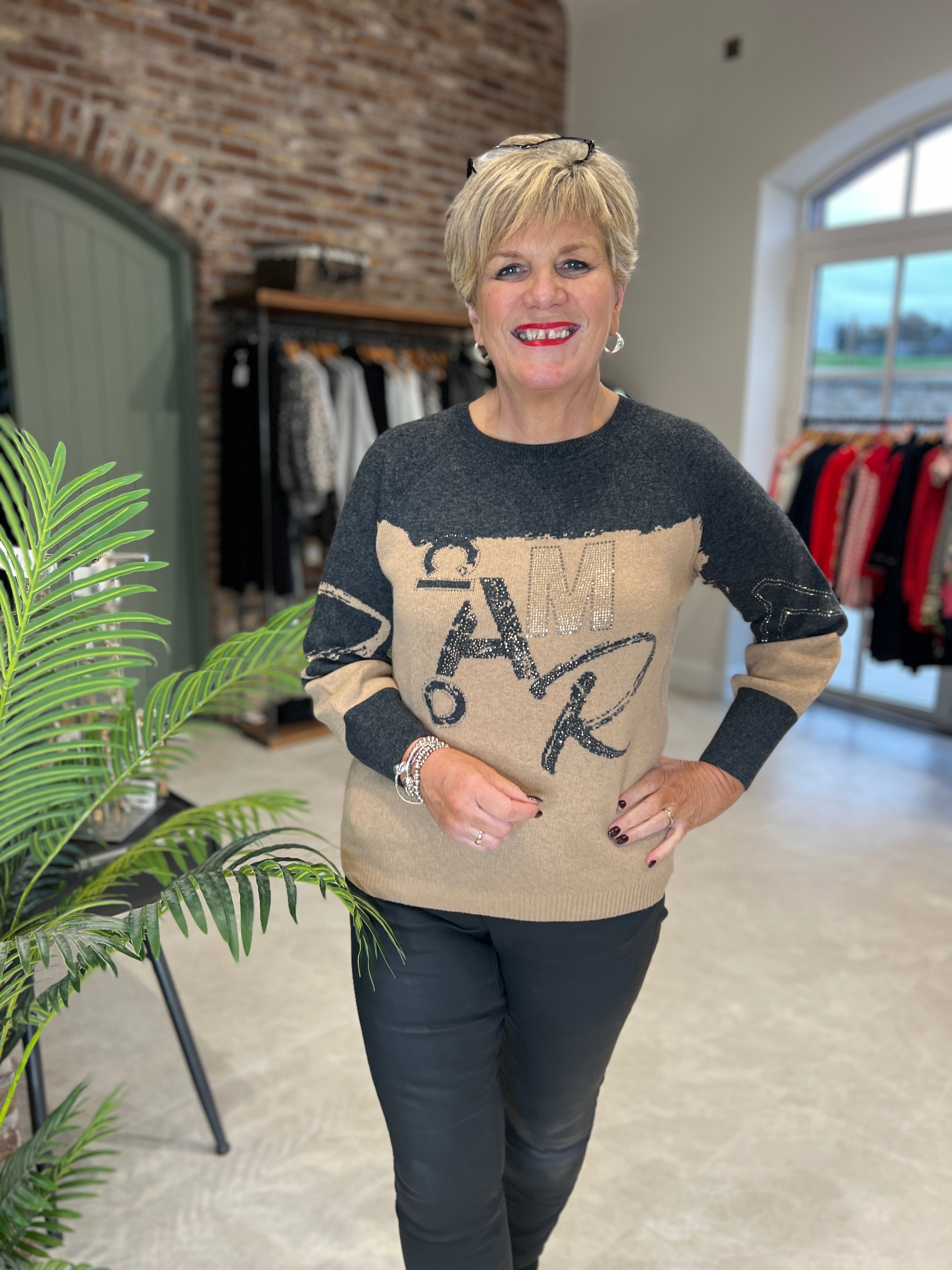 Monari Pullover In Cognac Pattern