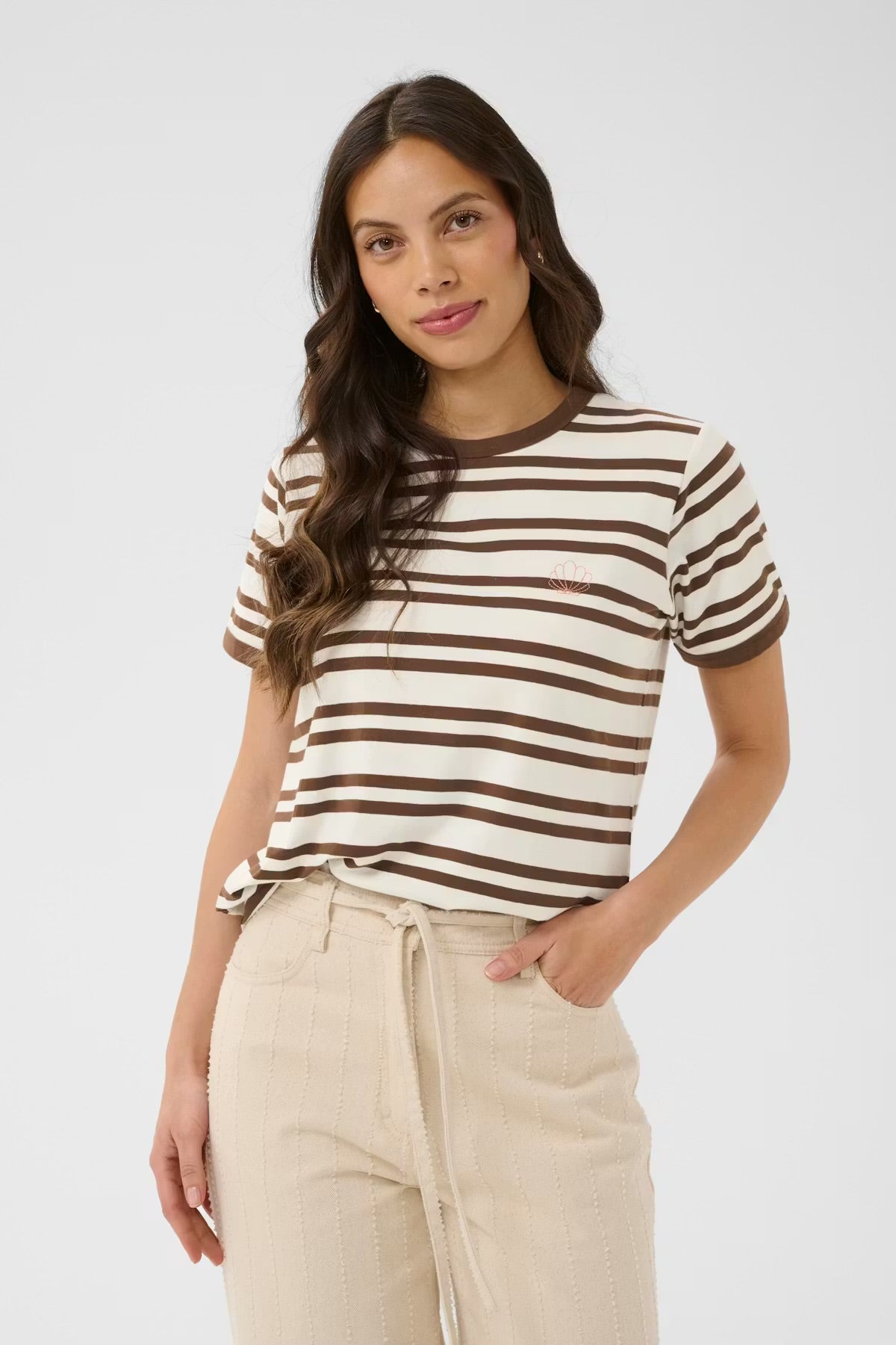 Saint Tropez striped t-shirt in fondue Fudge