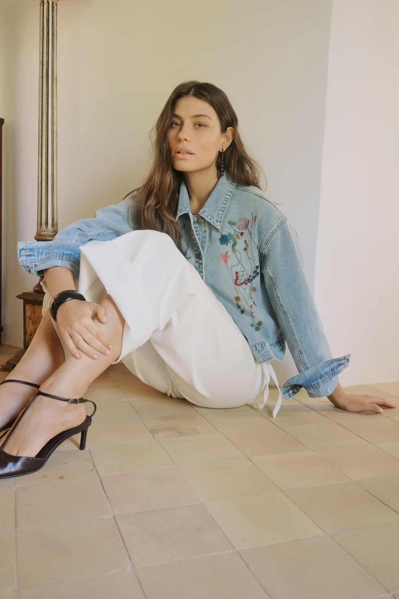 Culture Embroidery Denim Jacket In Light Wash