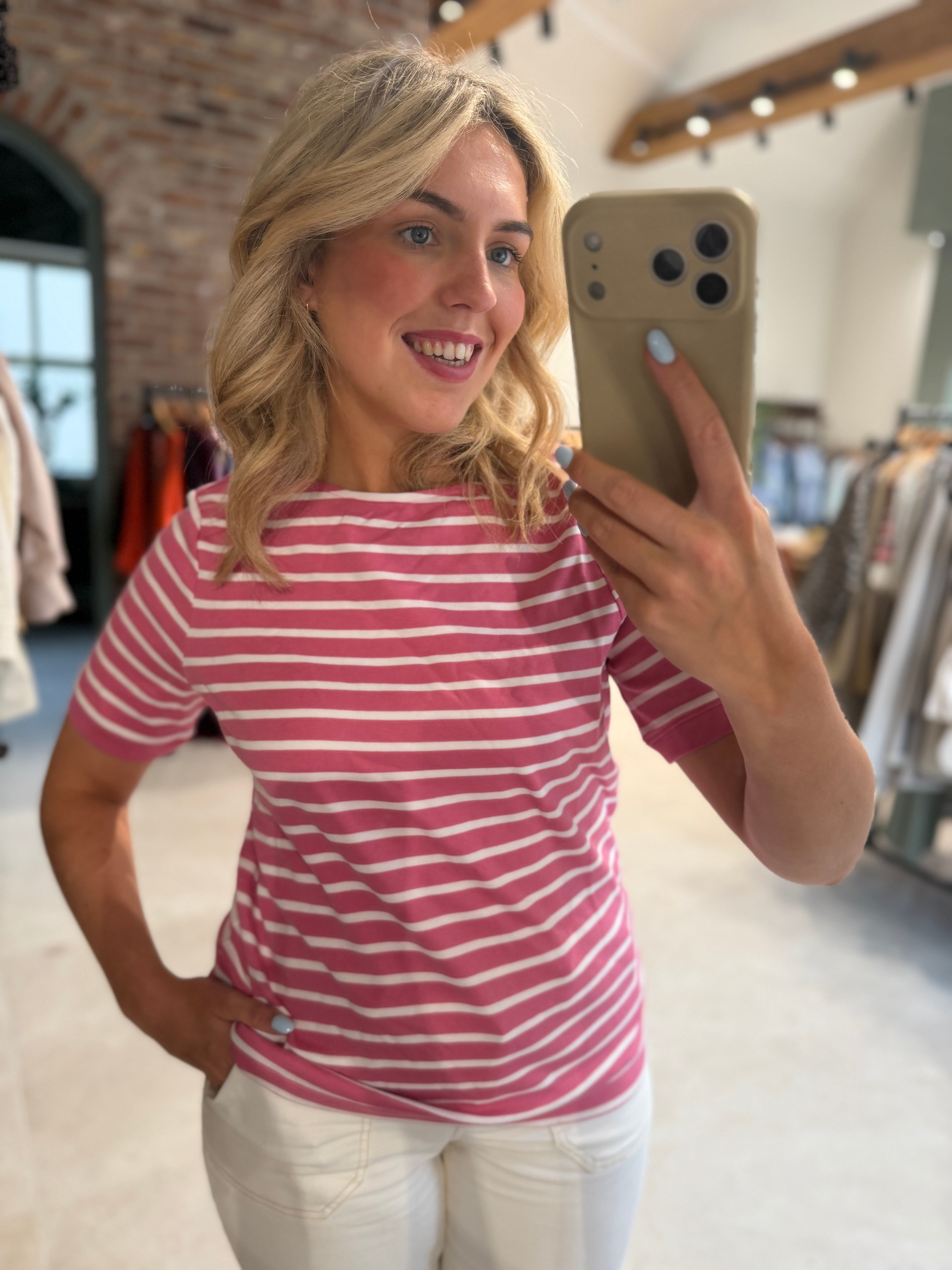 Street One boat neck Top in Blush Berry