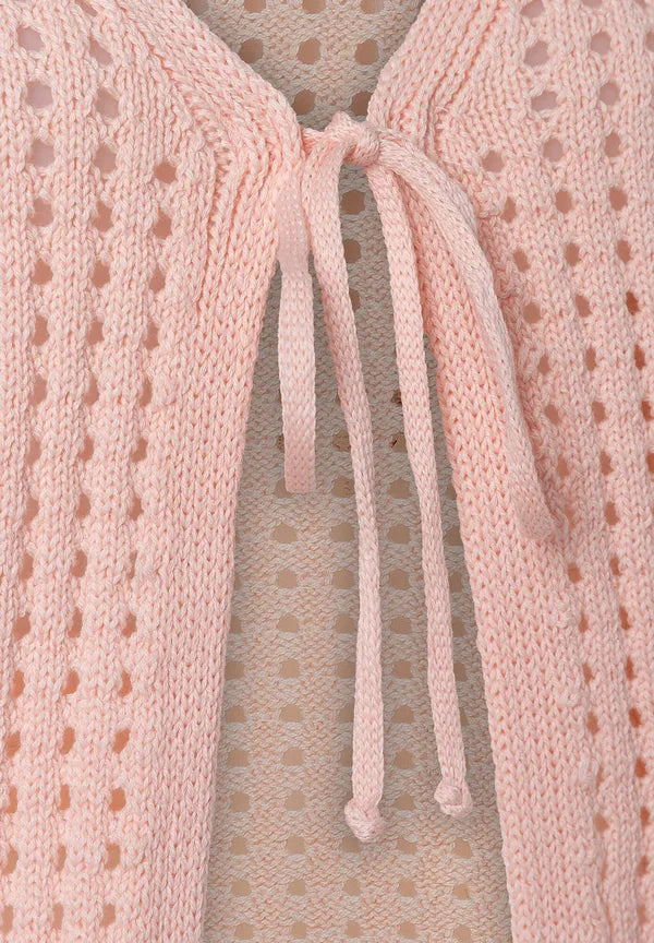 More & More Ajour Cardigan In Sorbet Peach