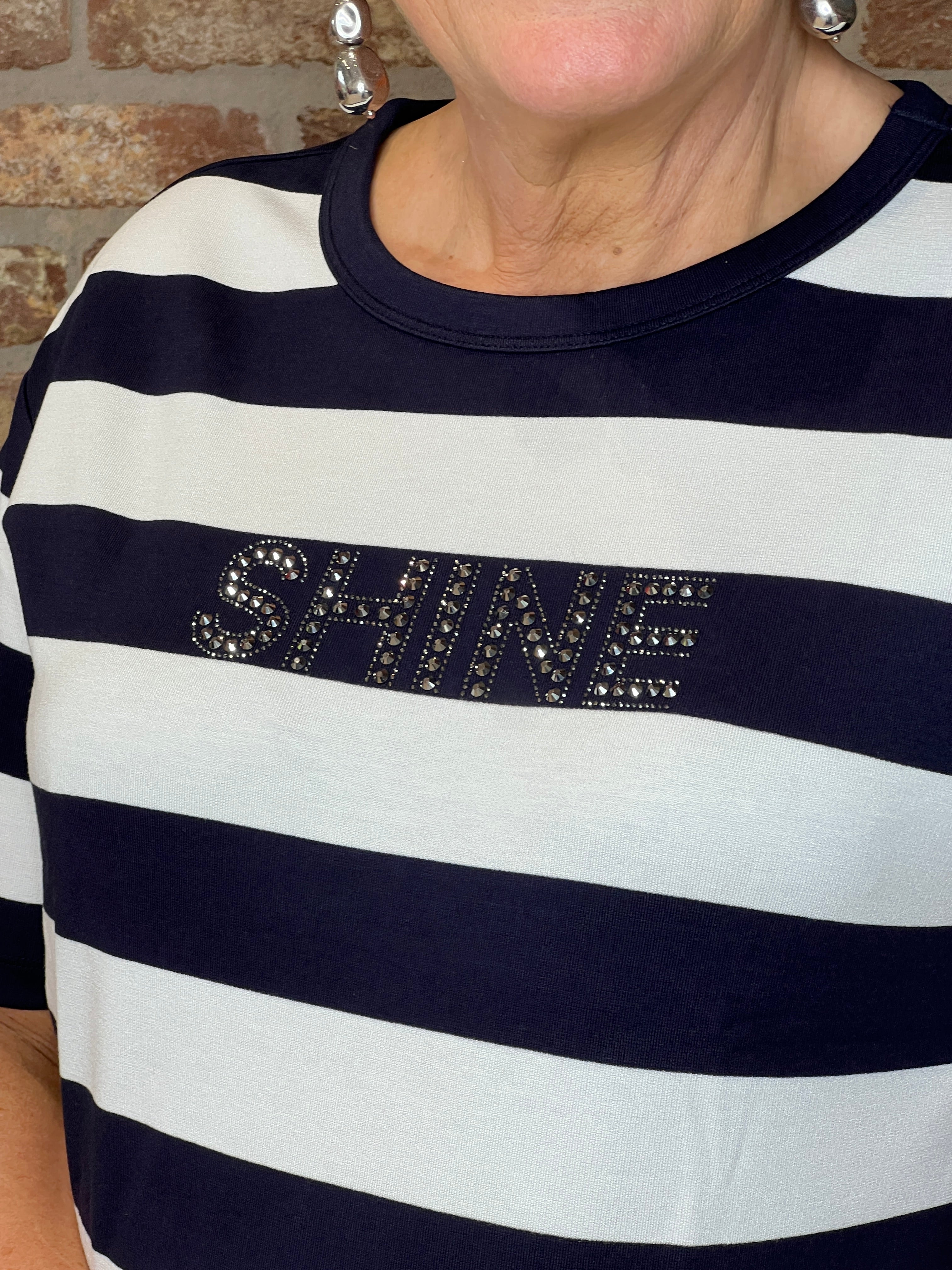 Monari Striped Shine Sweatshirt In Marine