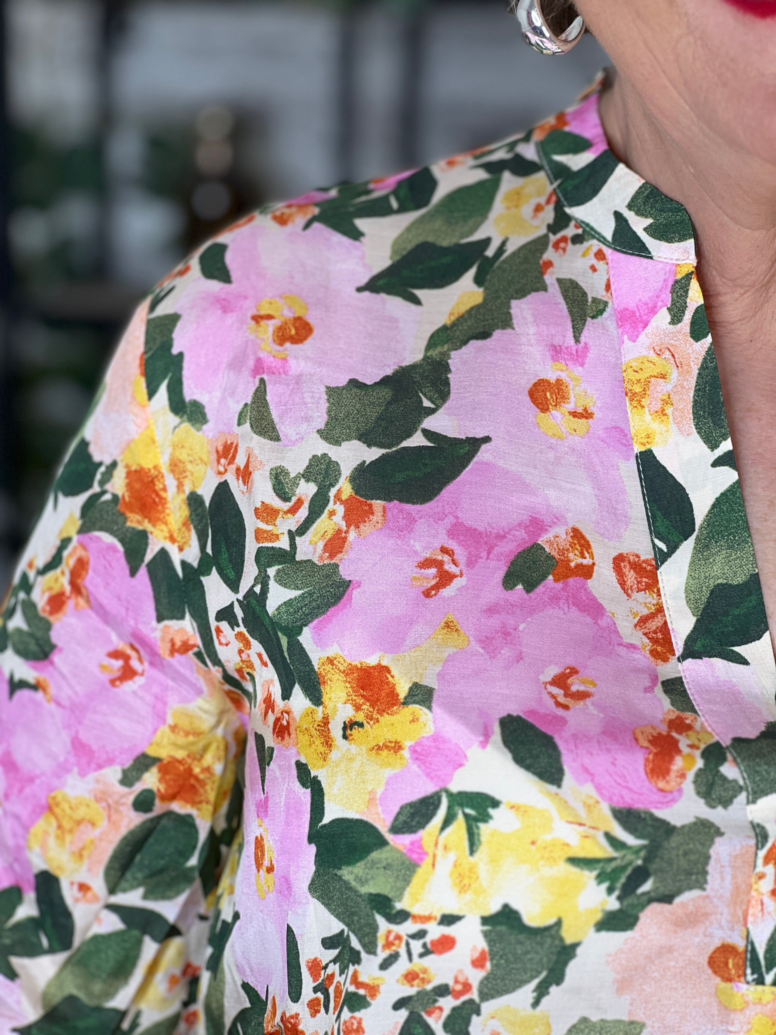 More & More Floral Blouse In Pink Multi
