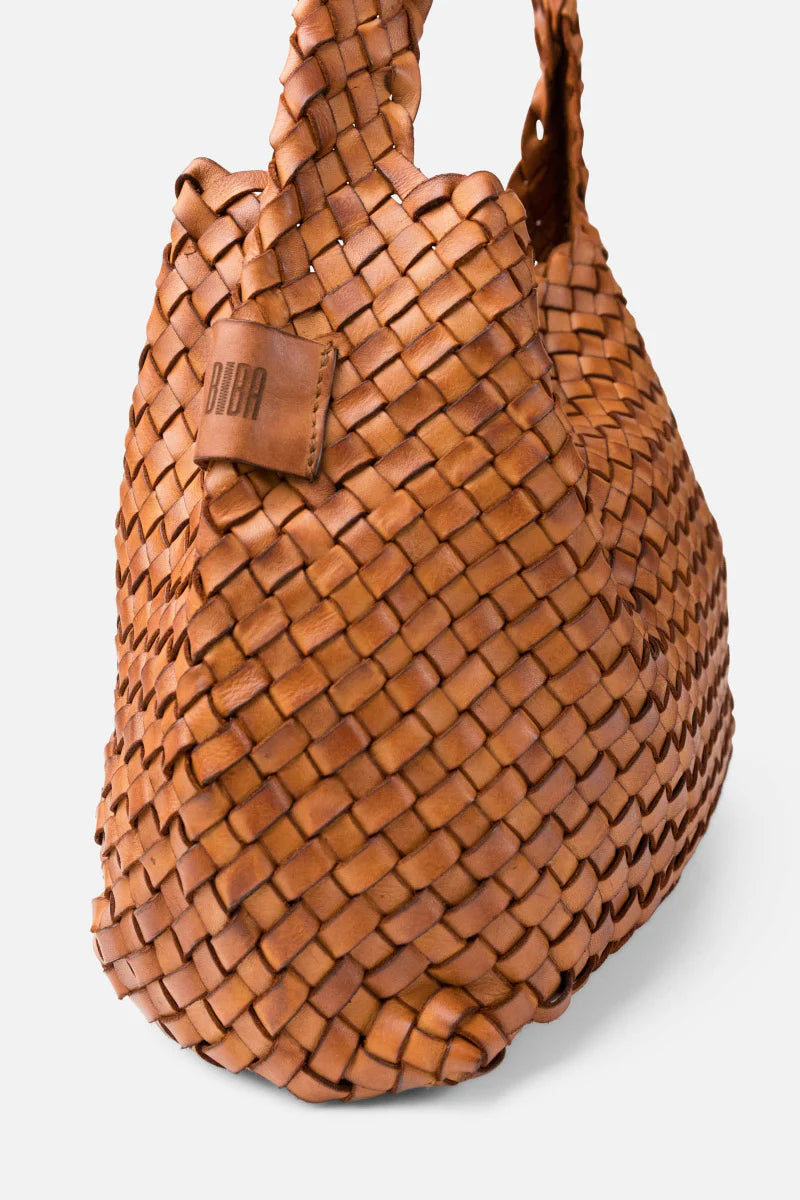 BIBA leather woven killen shoulder bag in Tan