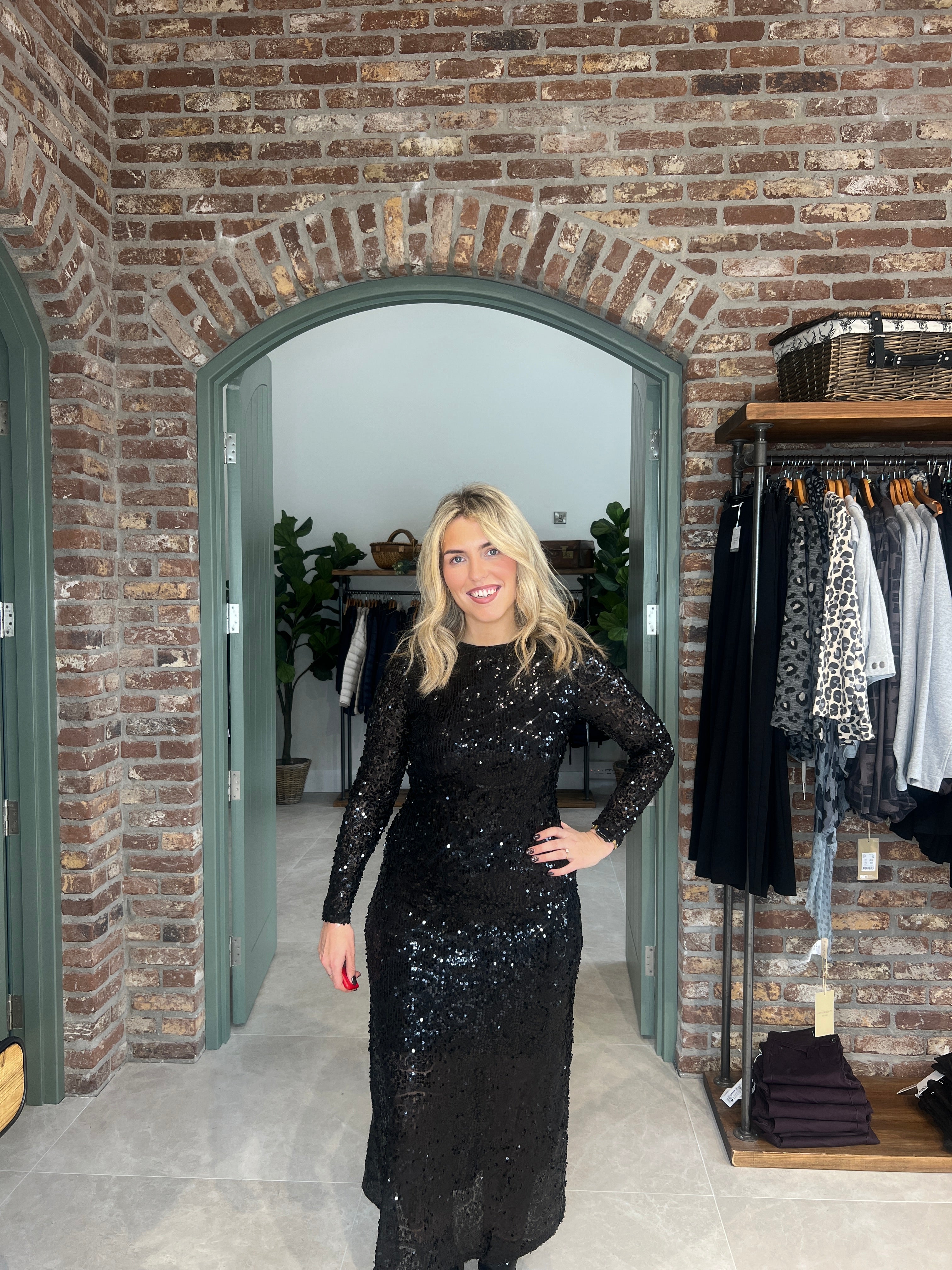 Saint Tropez Sparkle Long Dress In Black