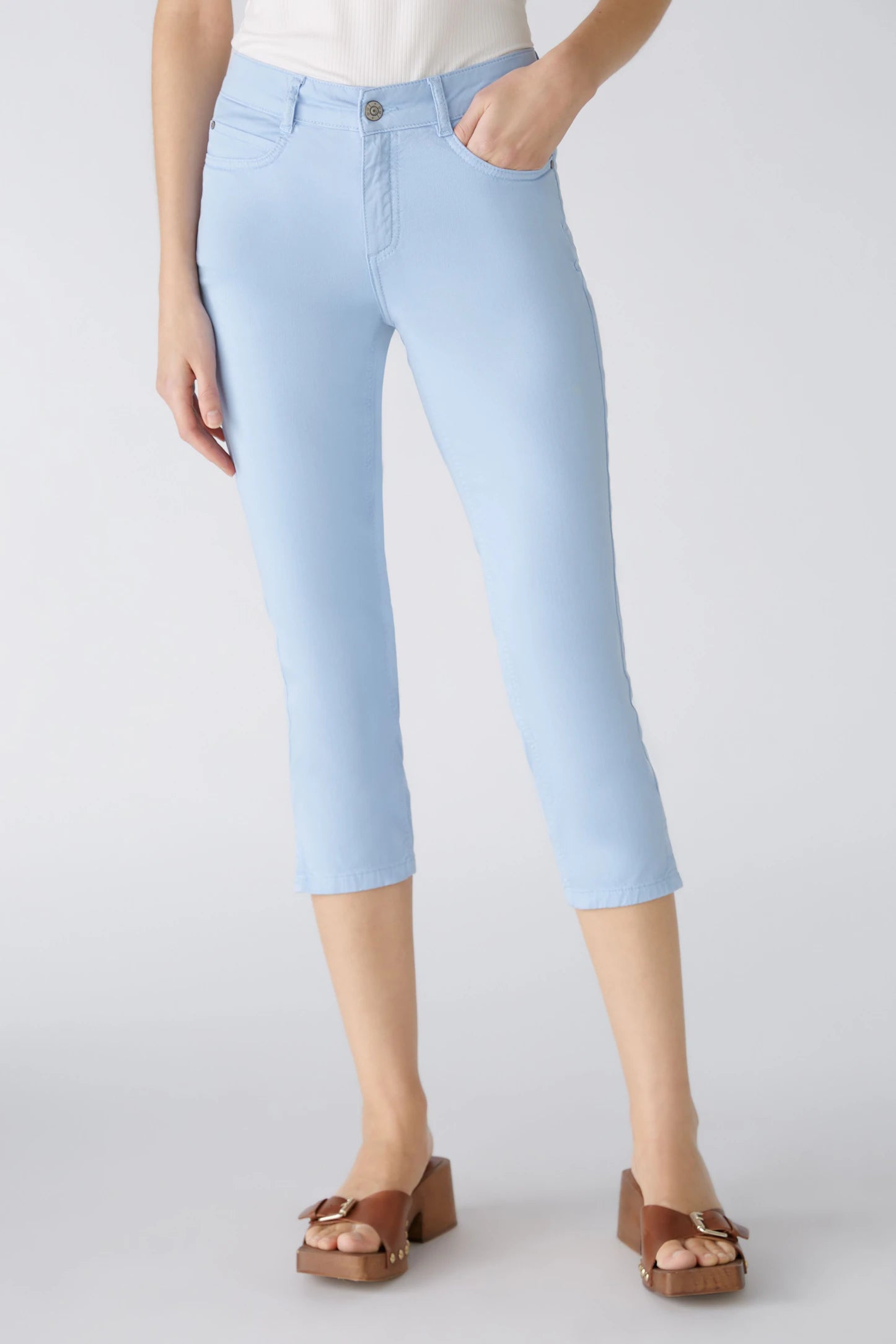 Oui Capri Cropped Jeggings In Light Blue