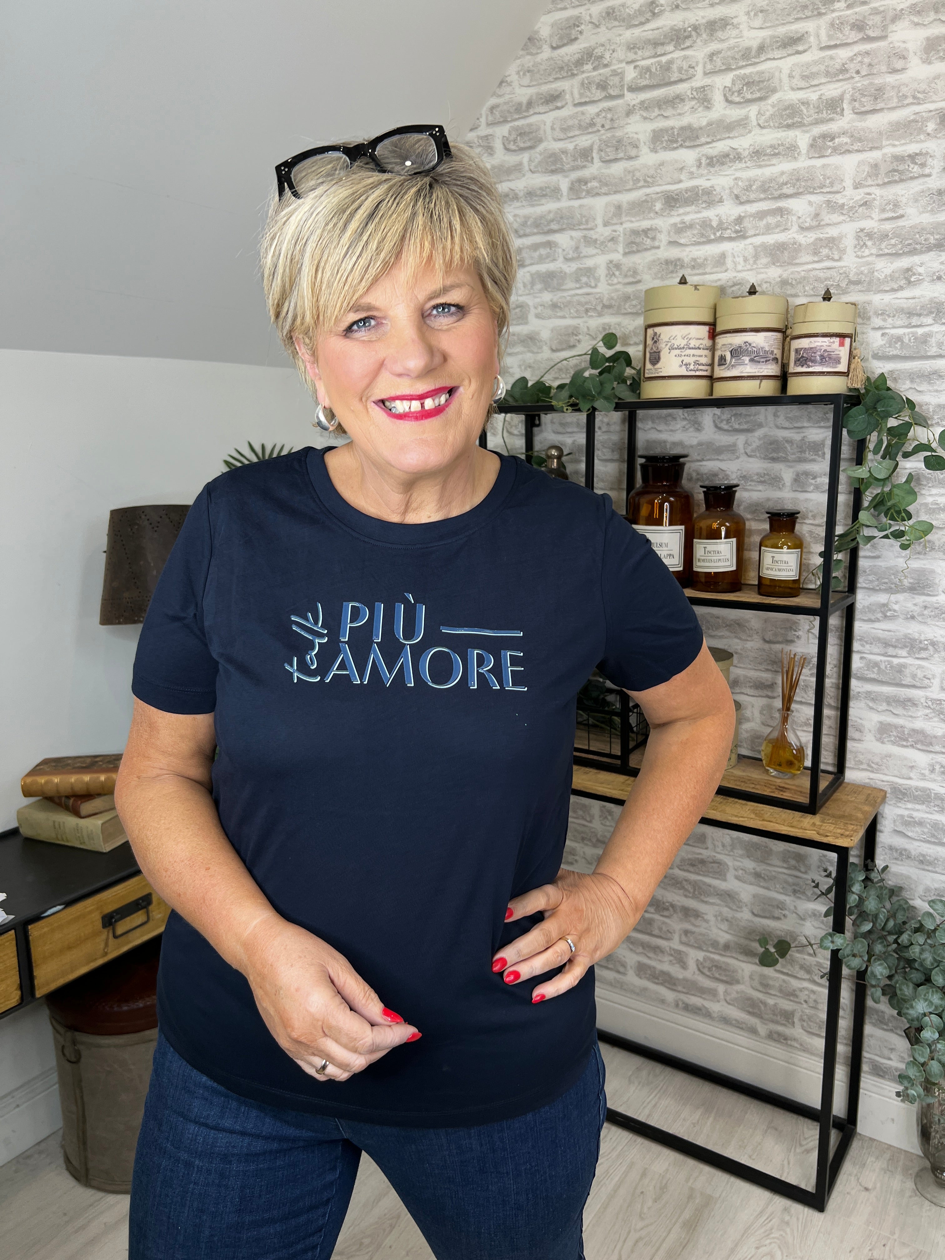 Cecil T-Shirt With Wording In Universal Blue