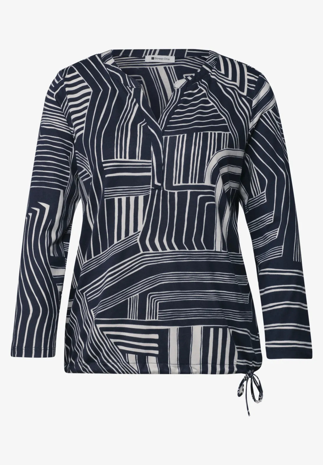 Street One printed jersey top in darkest blue