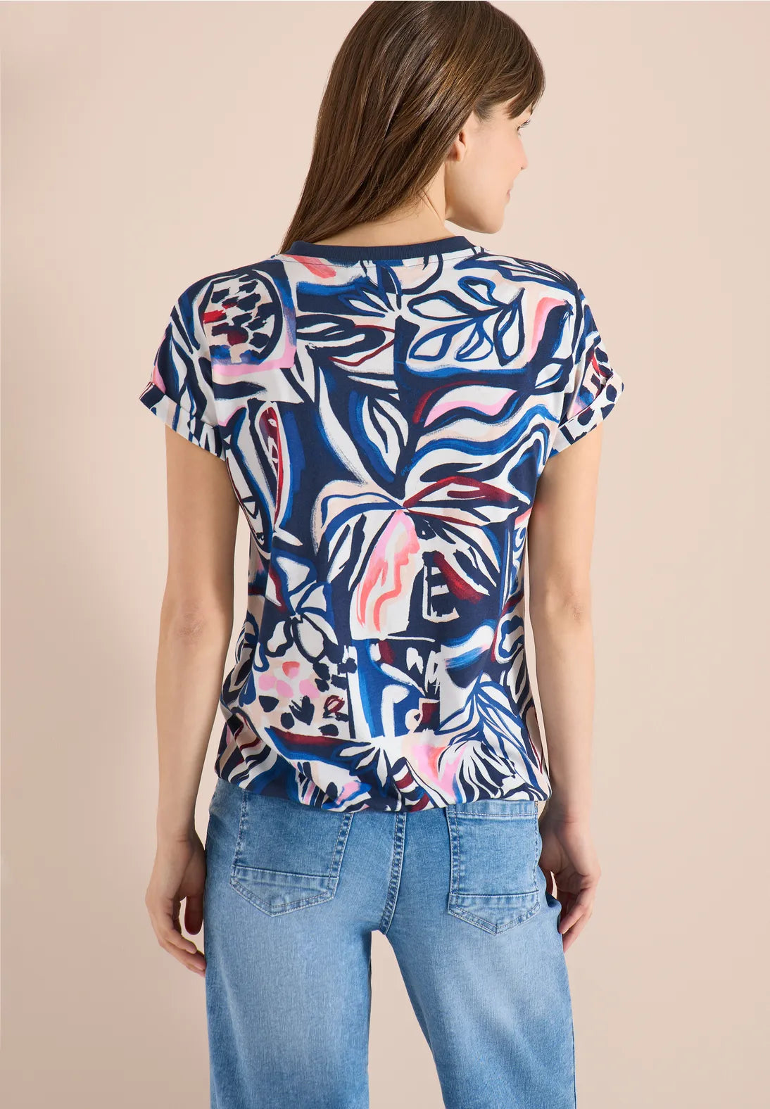 Cecil Rib collar t-shirt In Universal Blue