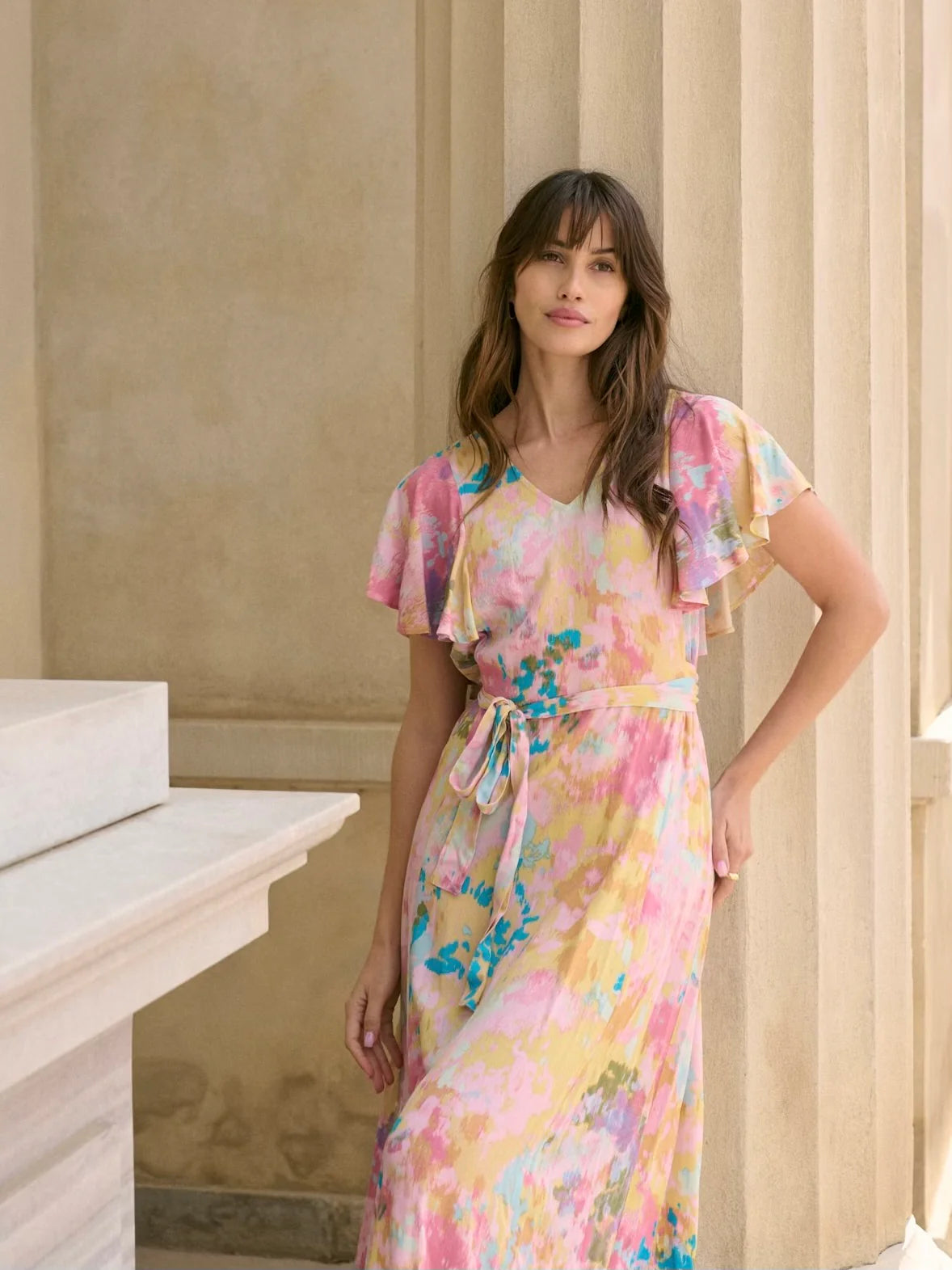 Culture Andrea Dress In Pink Abstract