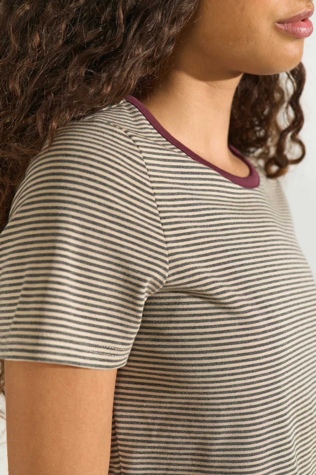Nümph Nualexa Striped T-shirt In Silver Fig