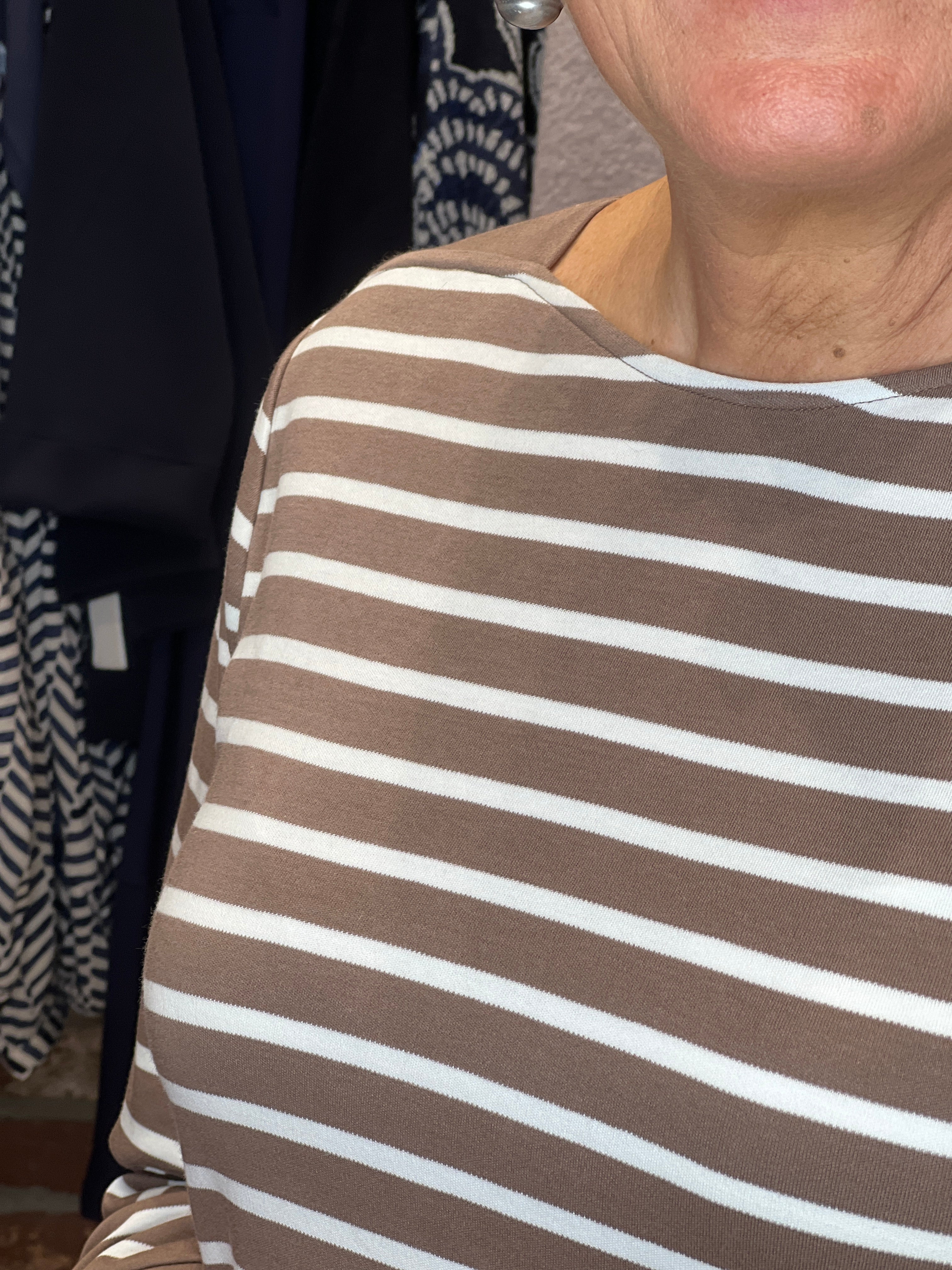 Cecil Basic Boat Neck Top In Silk Brown