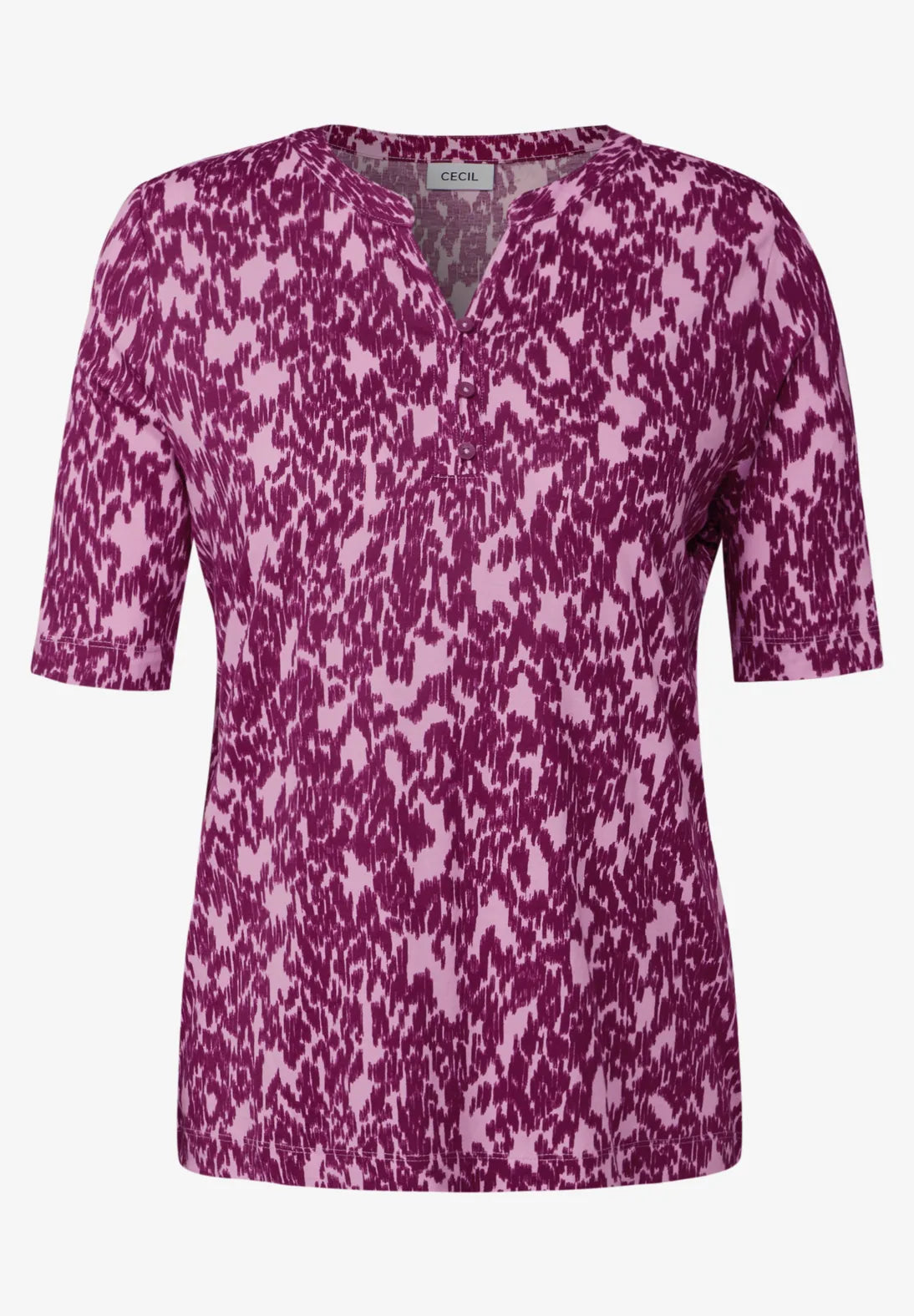 Cecil Minimal Print v-neck T-Shirt In Cherry Blossom Pink