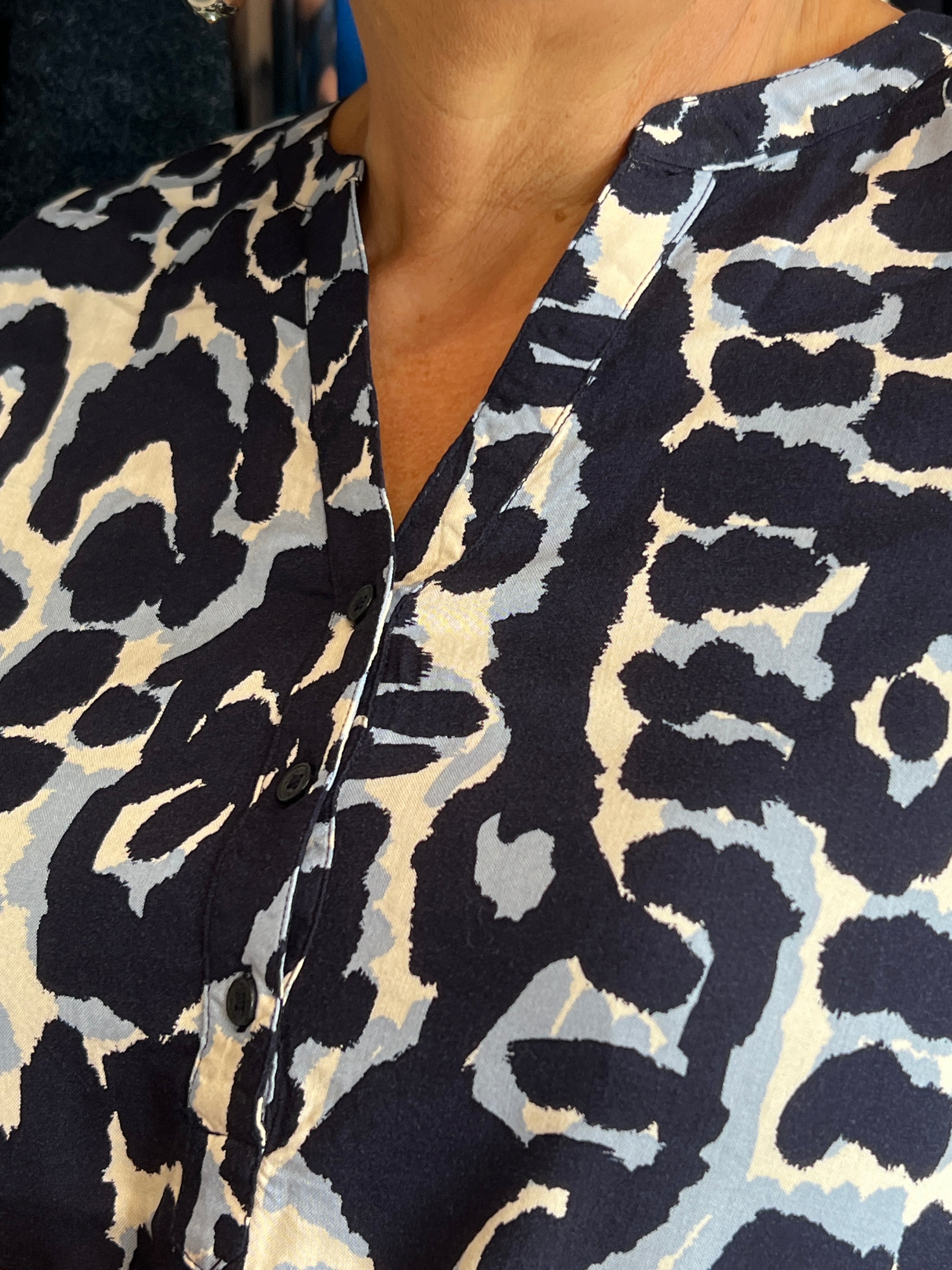 Cecil Patterned Blouse In Urban Dark Blue