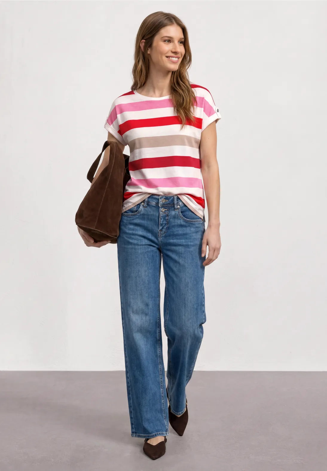 Street One striped t-shirt in salsa red
