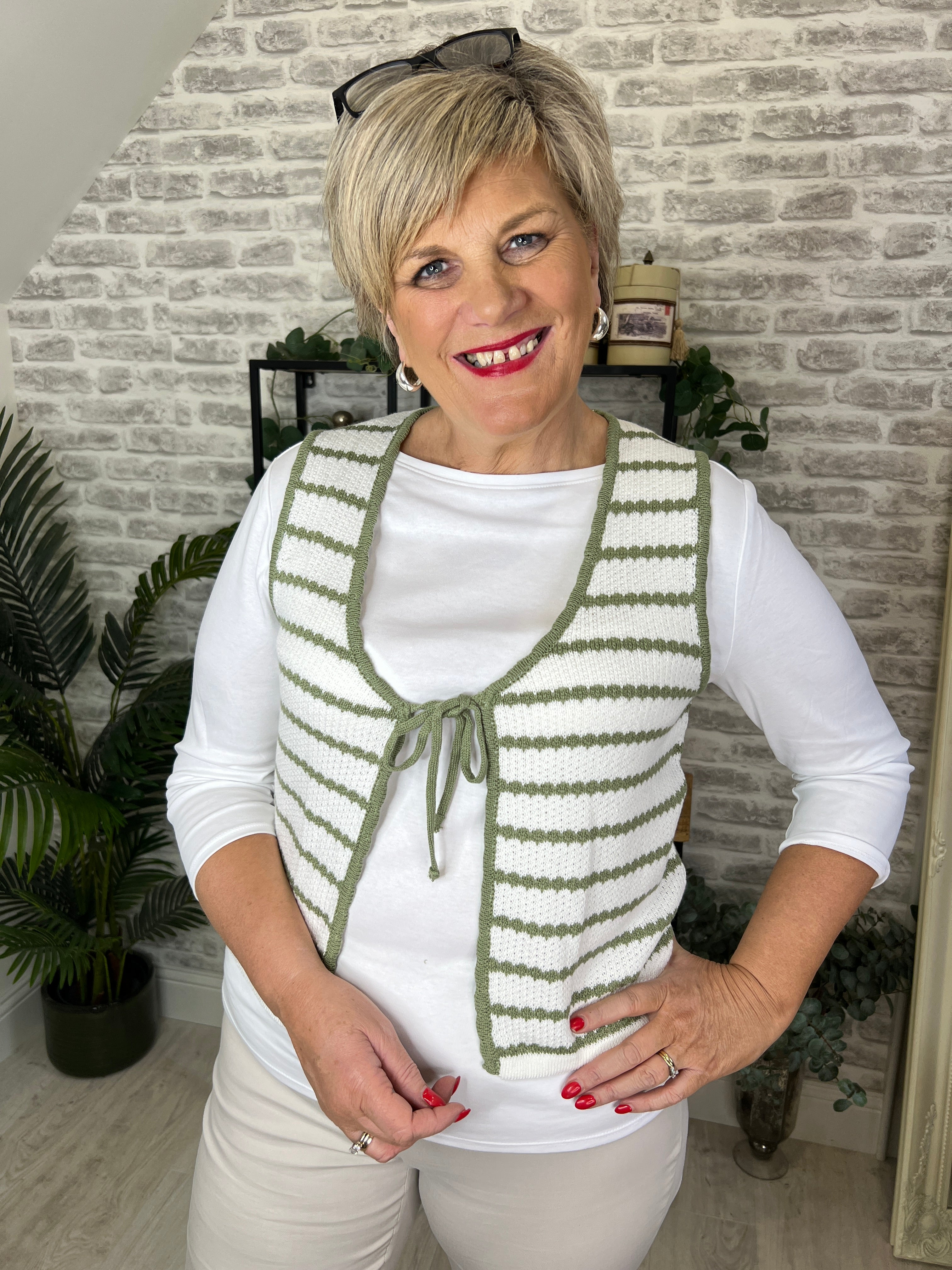 More & More Knit vest With Stripes In Multi