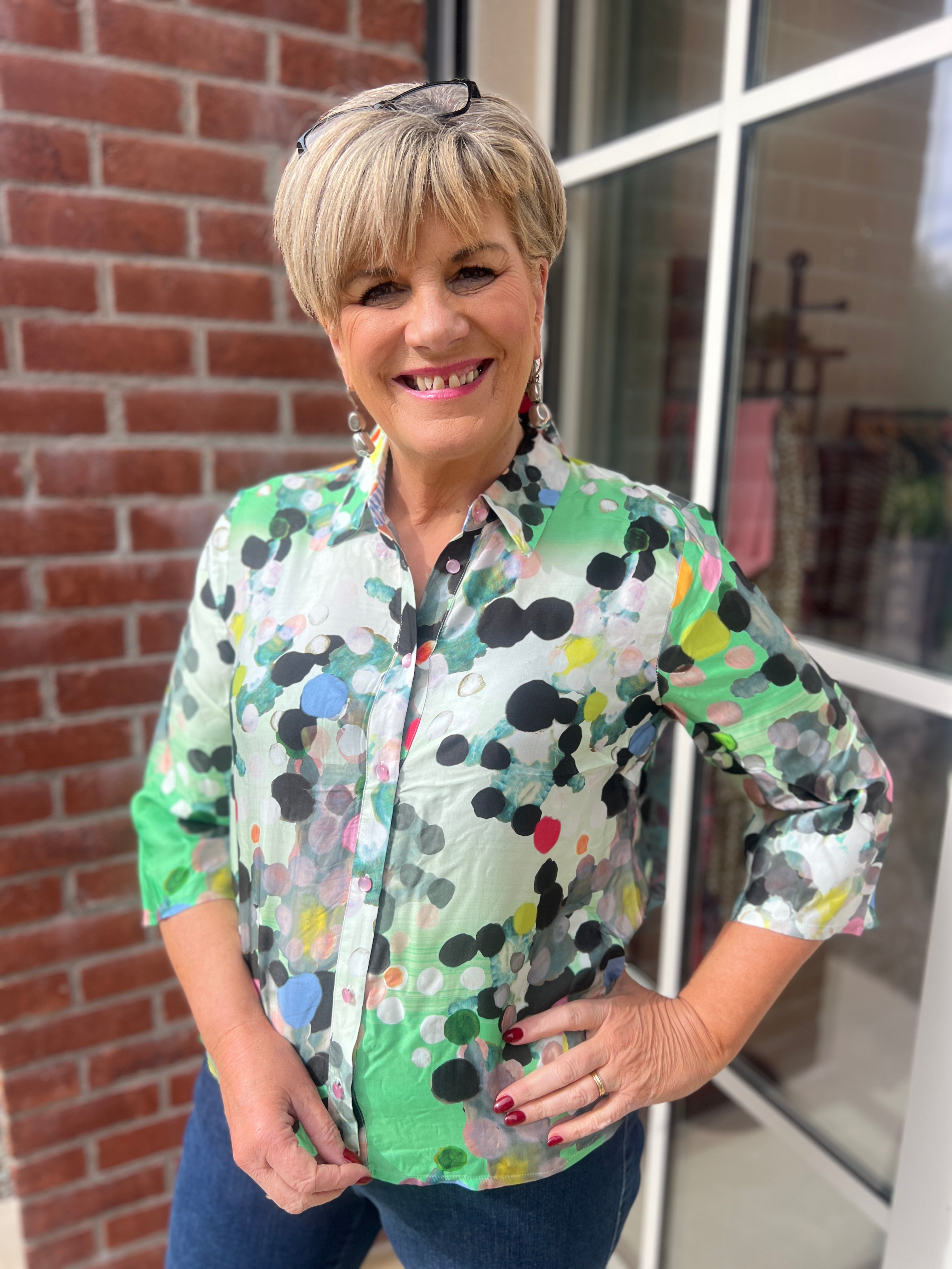 Nümph Spot shirt in green multi