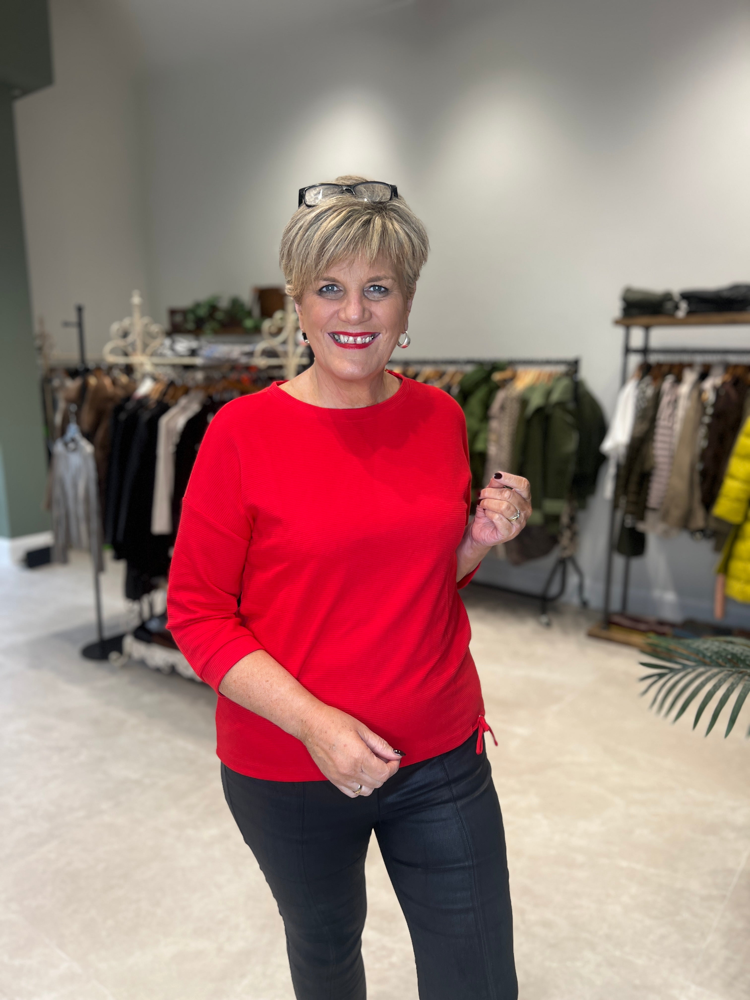 Street One Silk Look sweatshirt In Racing Red