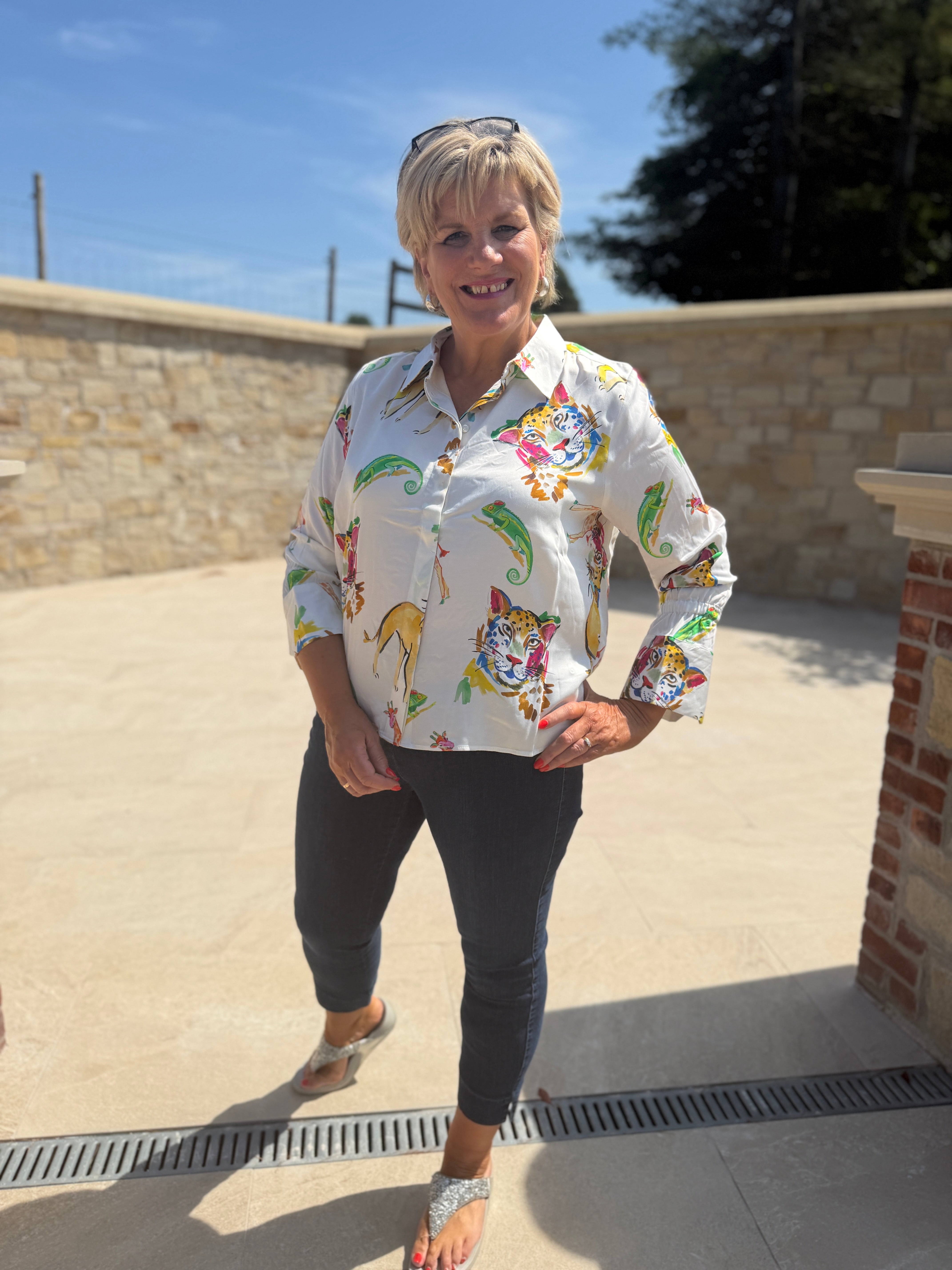 Milano Italy Patterned shirt in Cream multi
