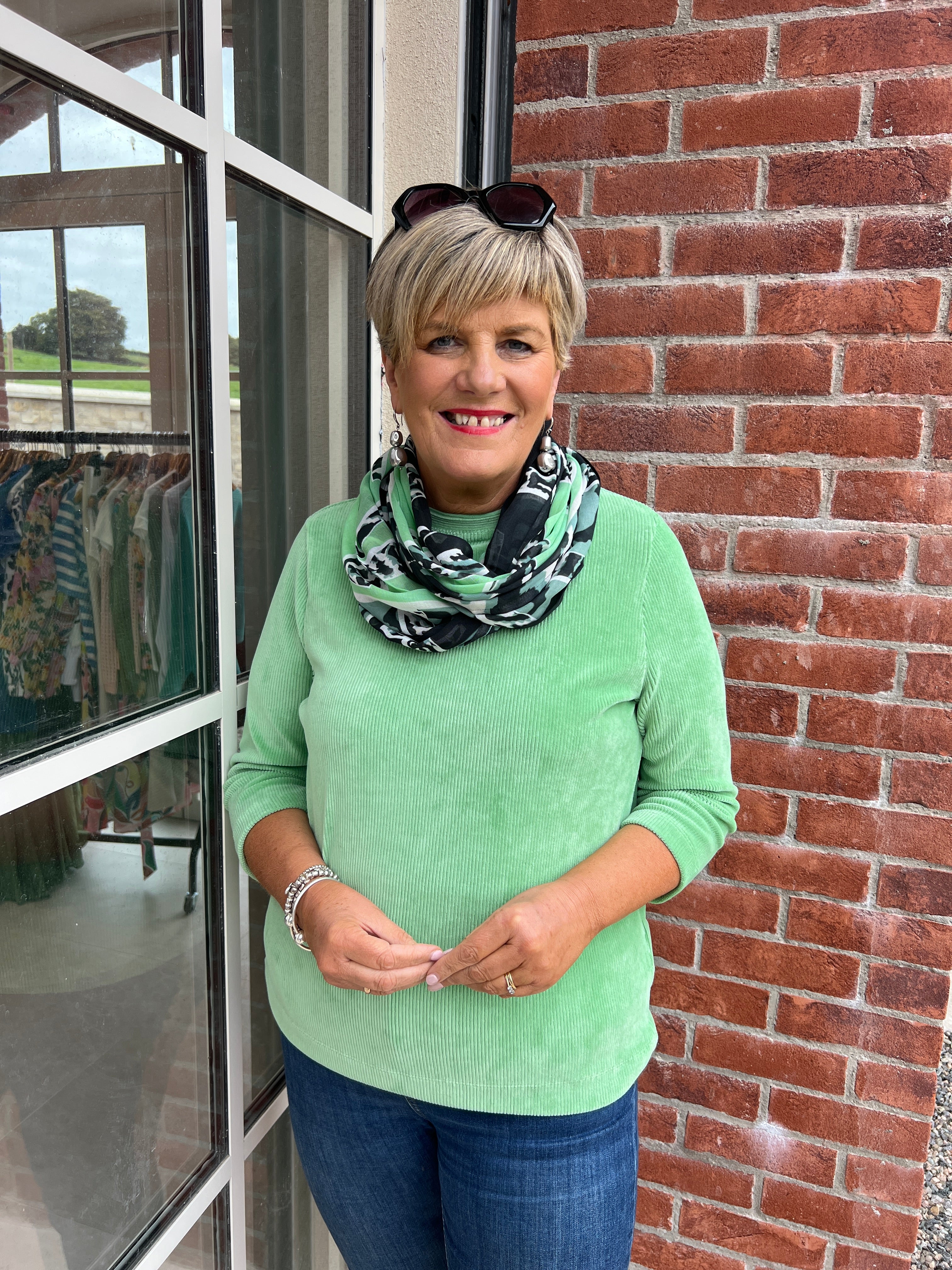 Cecil Cord Top In Fennel Green