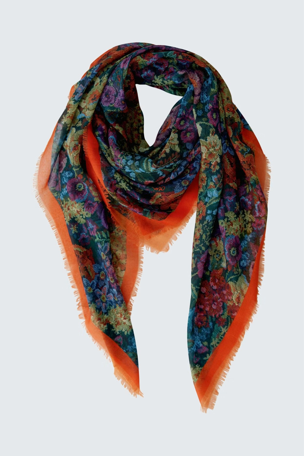 Oui Patterned Scarf In Lilac Yellow