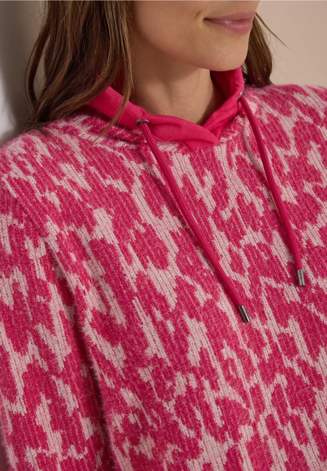 Rib feather yarn jumper in pink flash