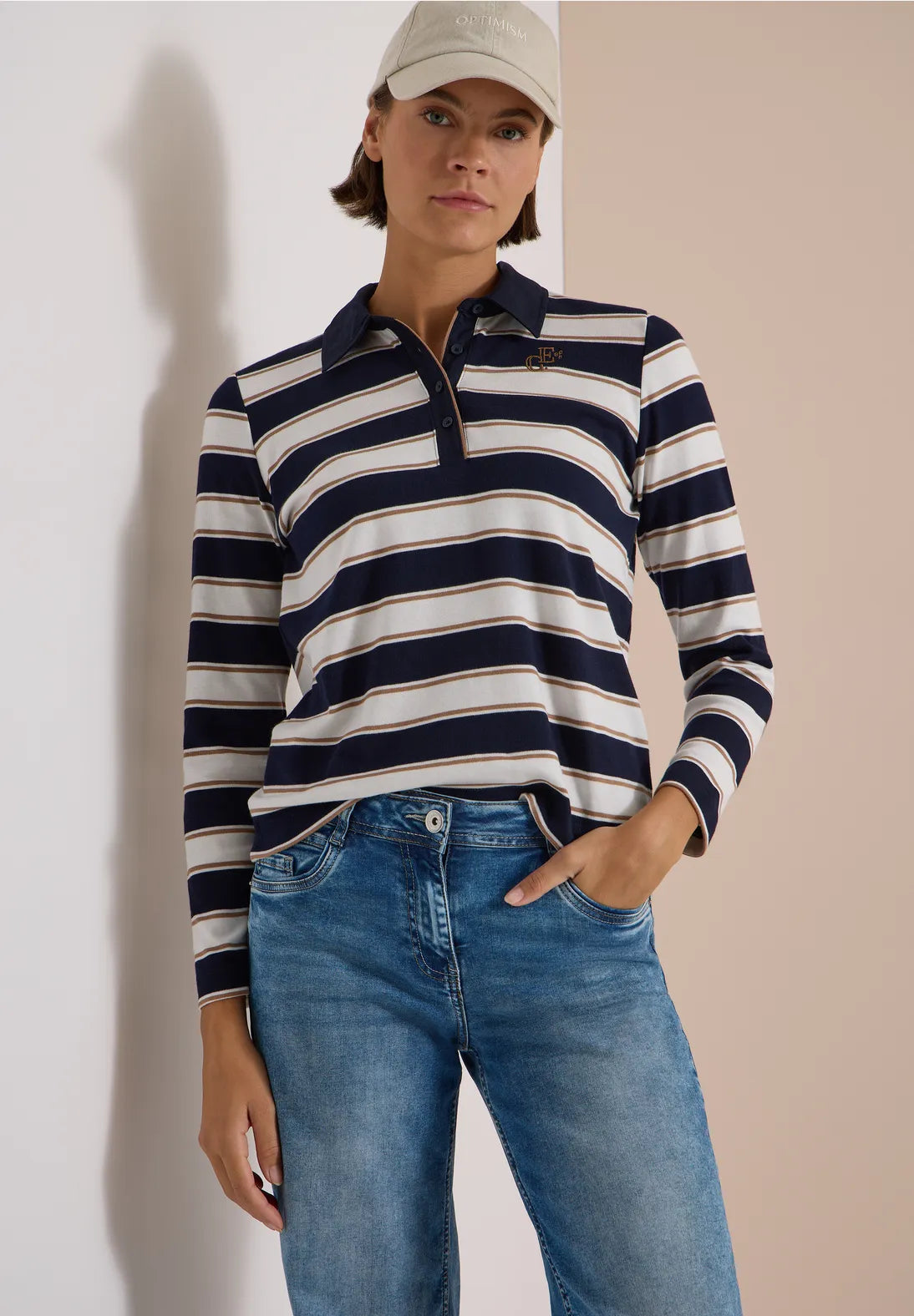 Striped polo shirt in urban dark navy