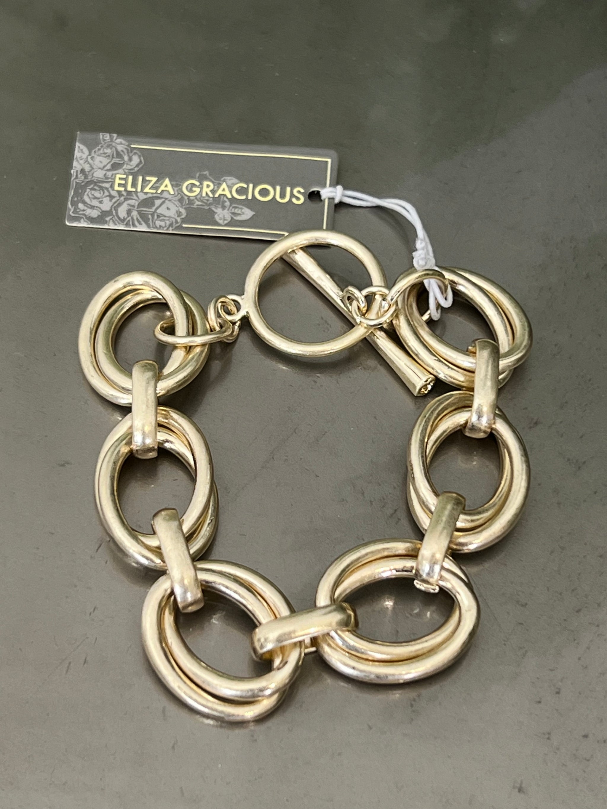 Eliza Gracious Abstract Link 3-Tone Shiny Necklace Mixed Metal main image 1