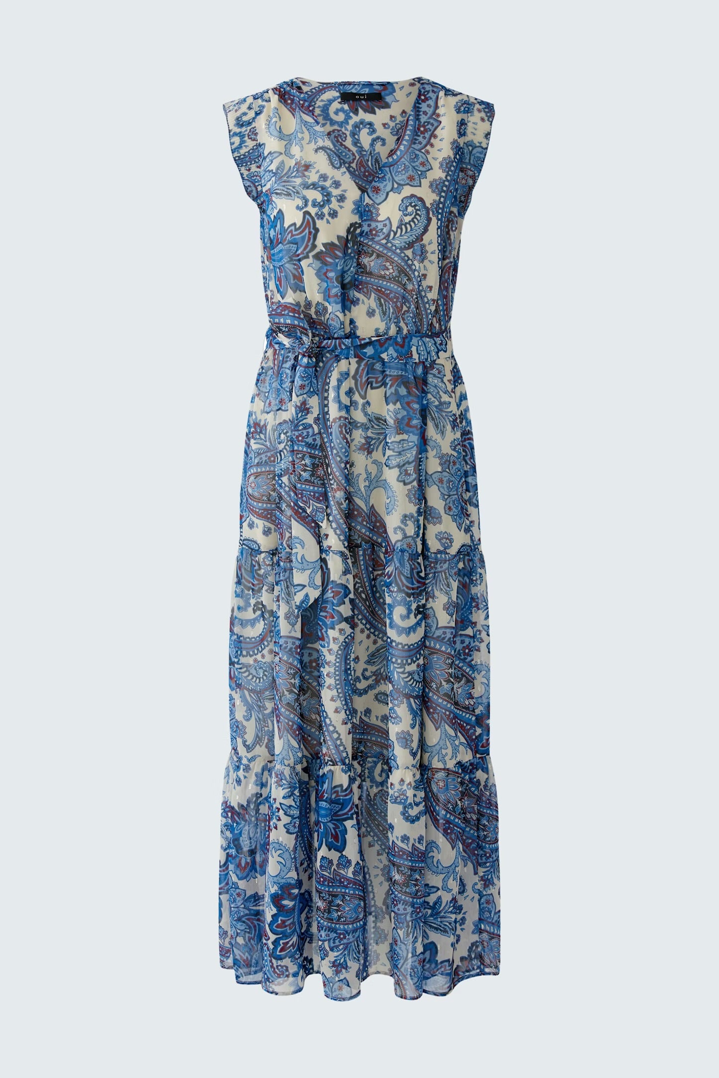 Oui Maxi Dress In Off White & Blue