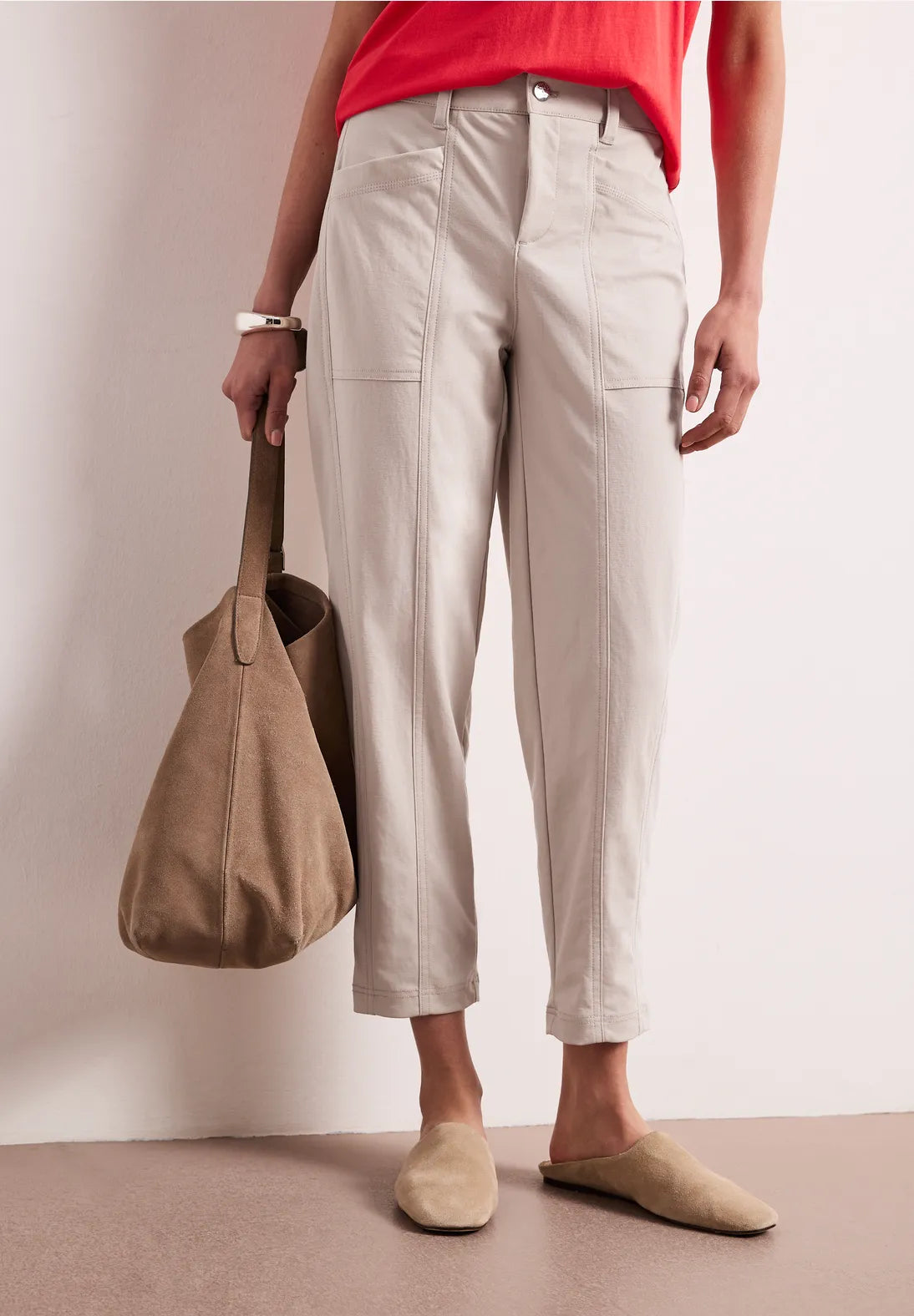 Street One Barrel Trousers In Clay Sand