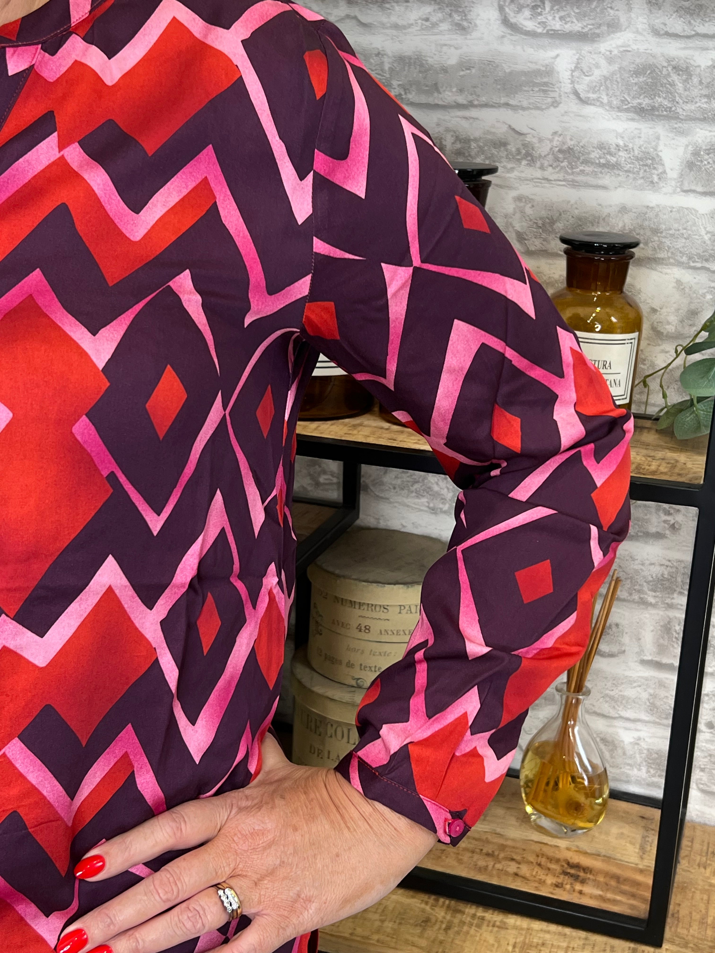 Milano Italy Blouse In Berry Print