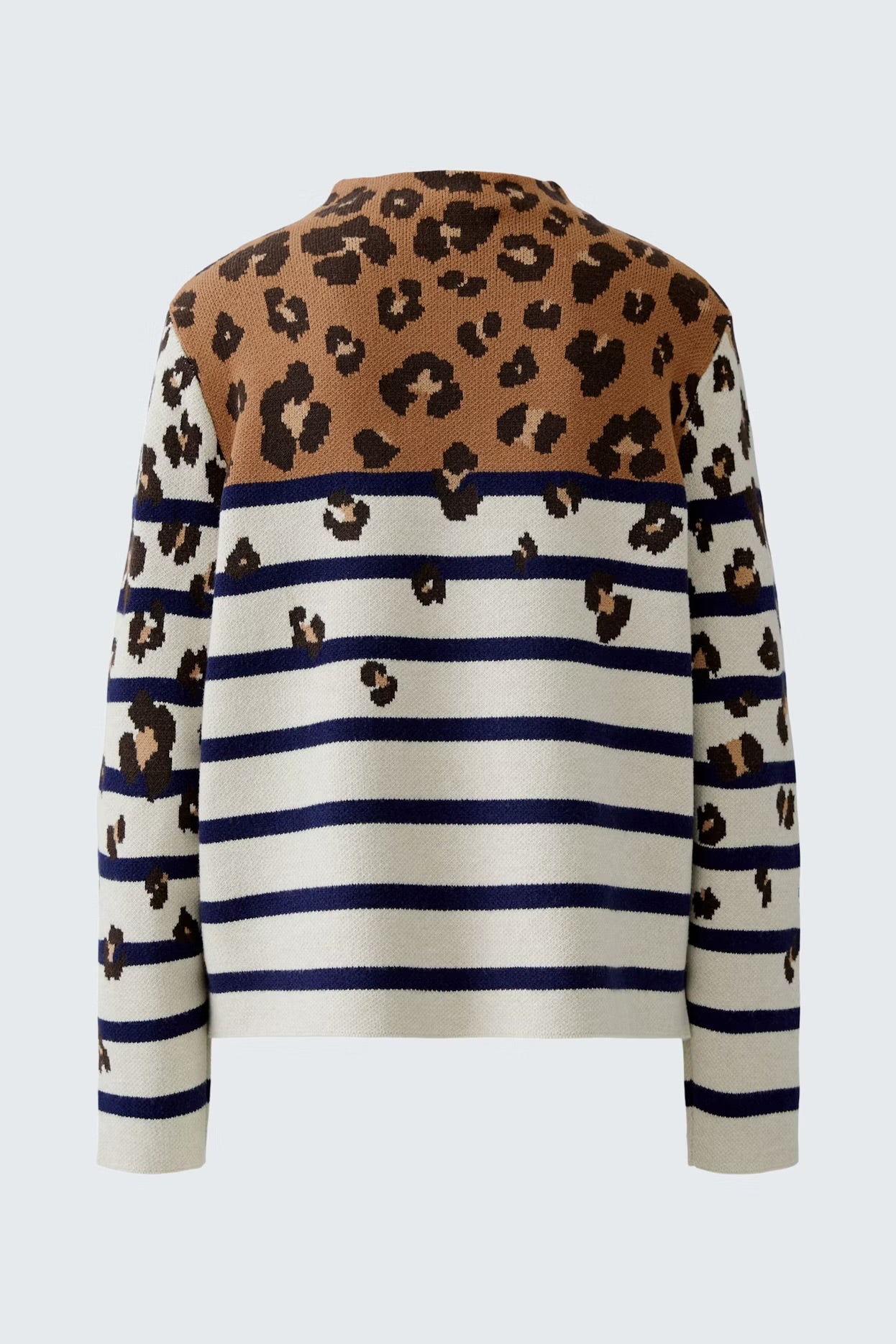 Oui Pullover With Leopard In Off White & Camel