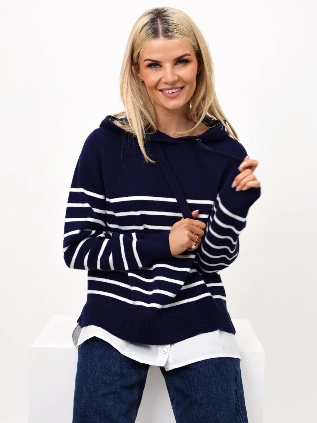 Kate & Pippa Sam Jumper In Navy & White stripe