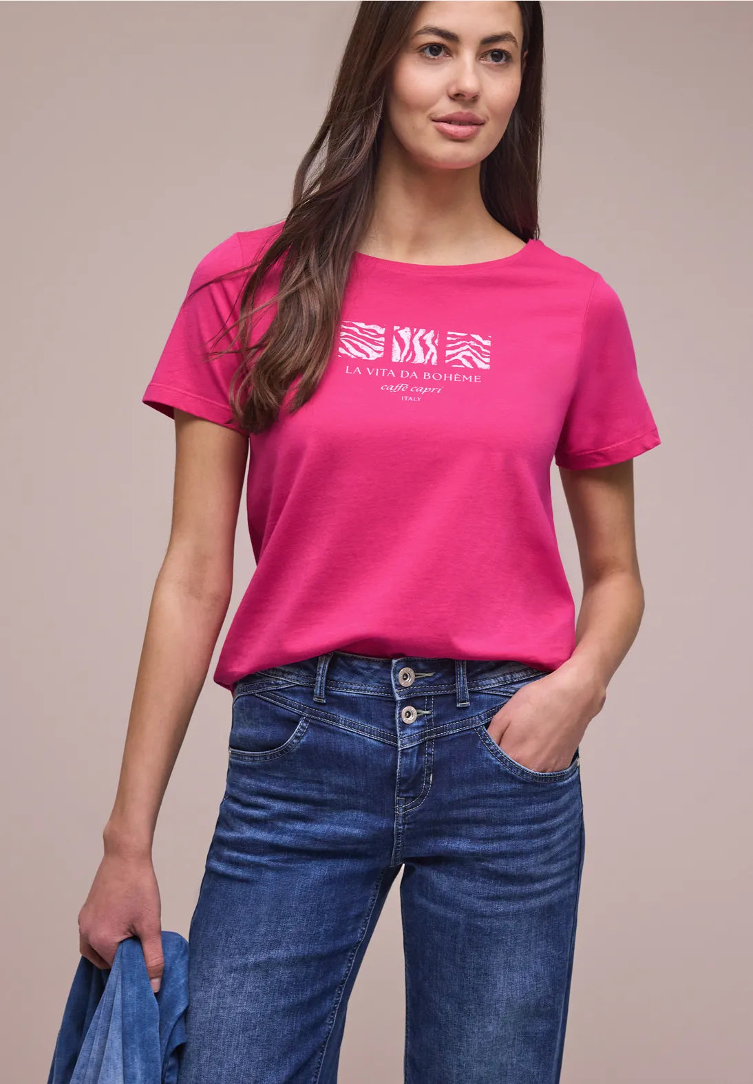 Street One Print T-shirt In pink
