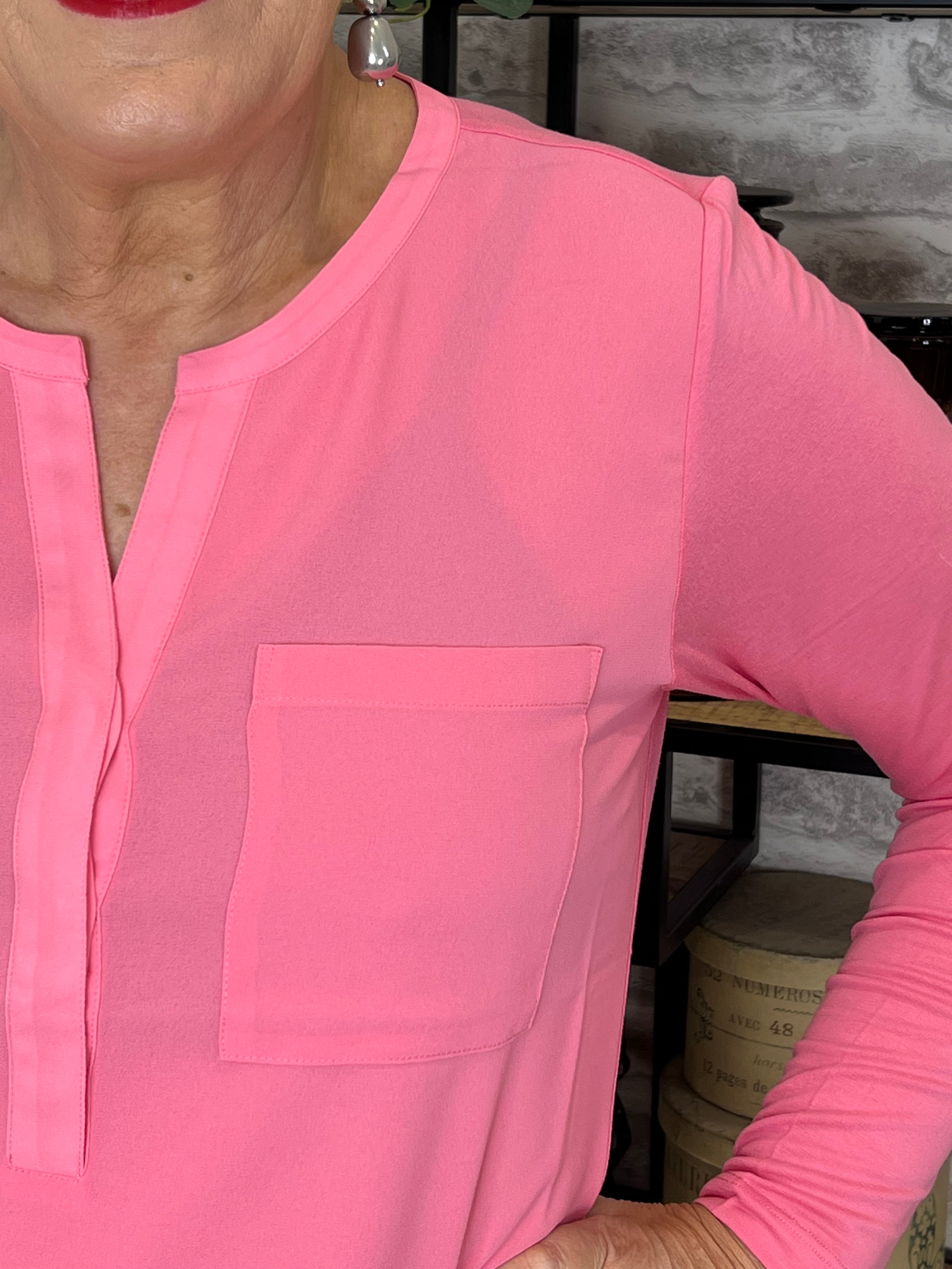 Milano Italy Top With Pockets In Candy