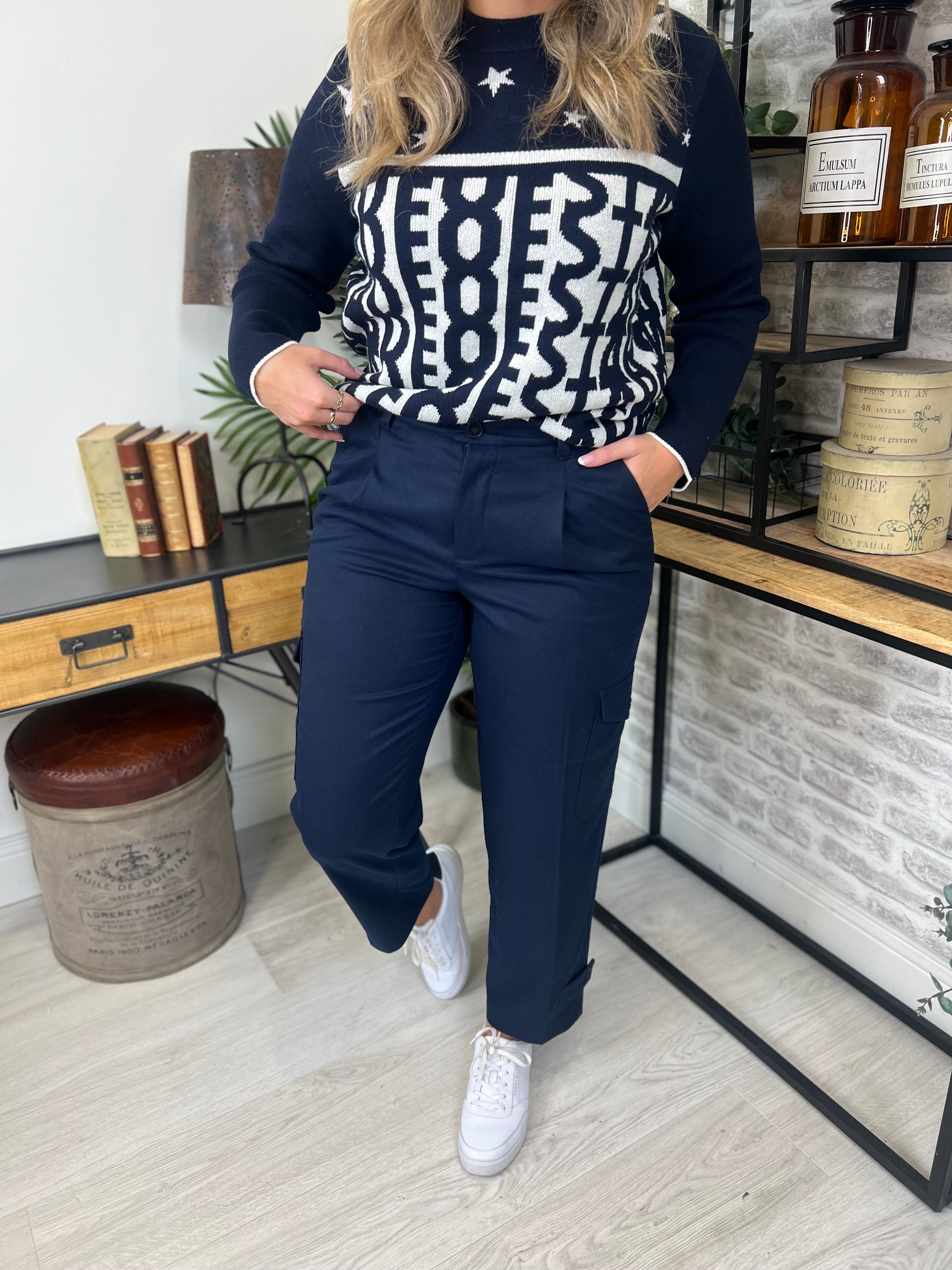 Oui Cargo trousers In Navy