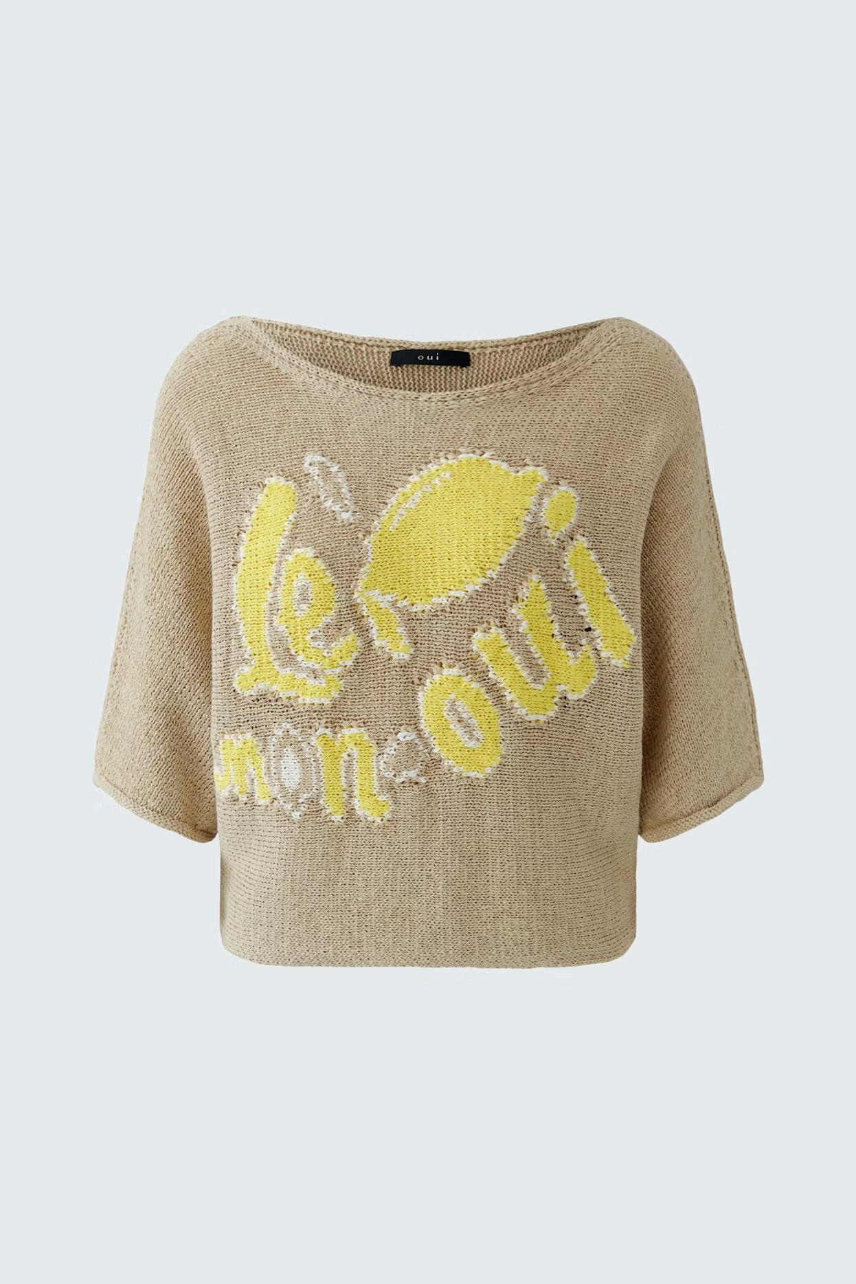 Oui lemon motif pullover In light lemon & camel