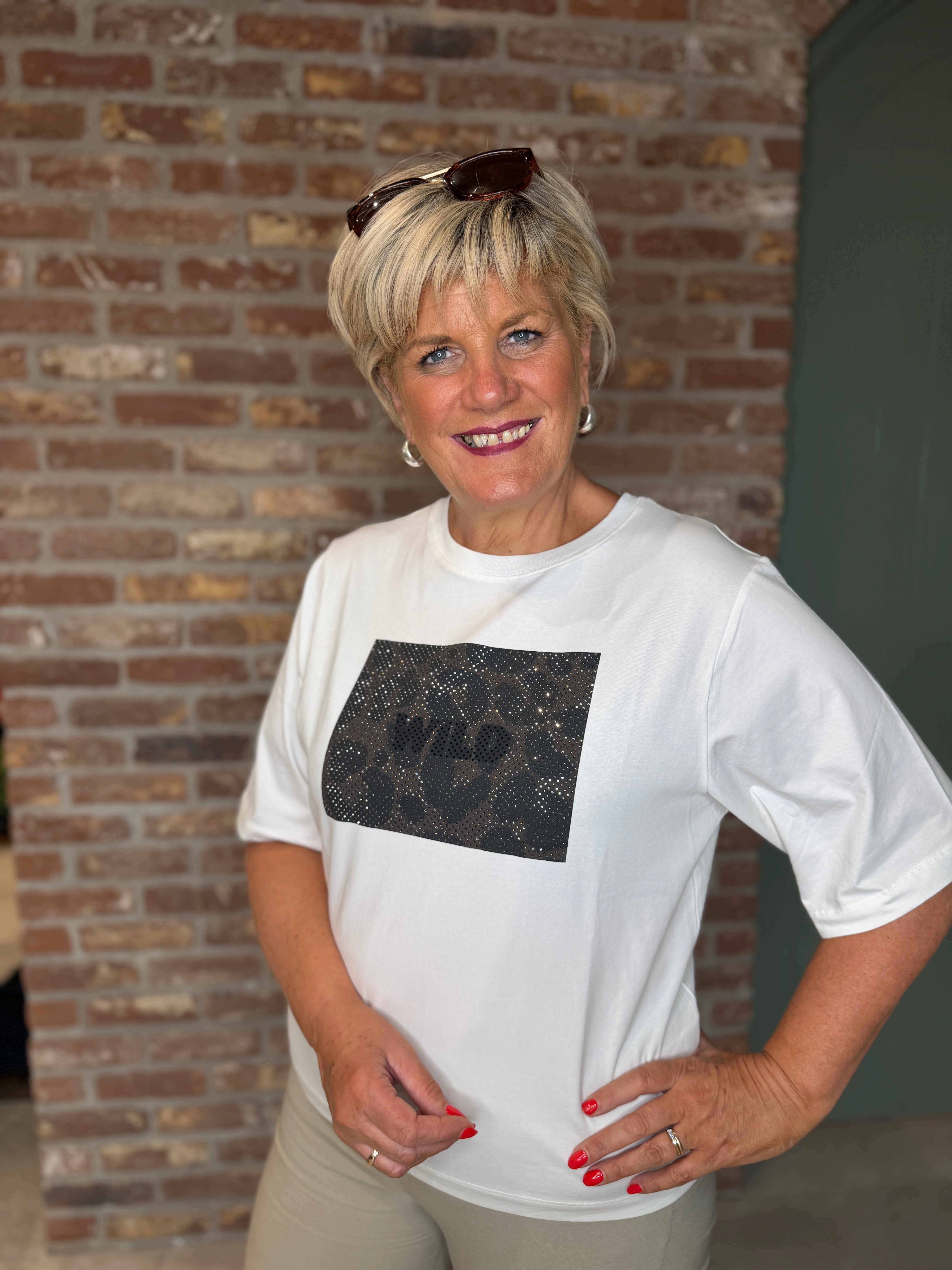 Oui Wild Motif T-shirt In Cloud Dancer