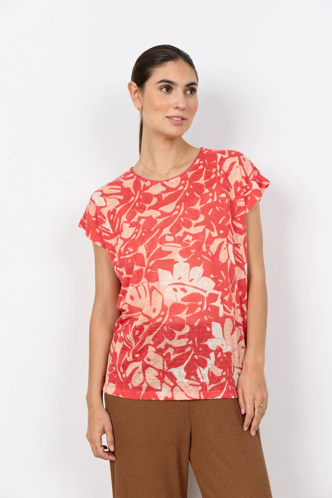Soya Concept Aretha floral T-Shirt In Red