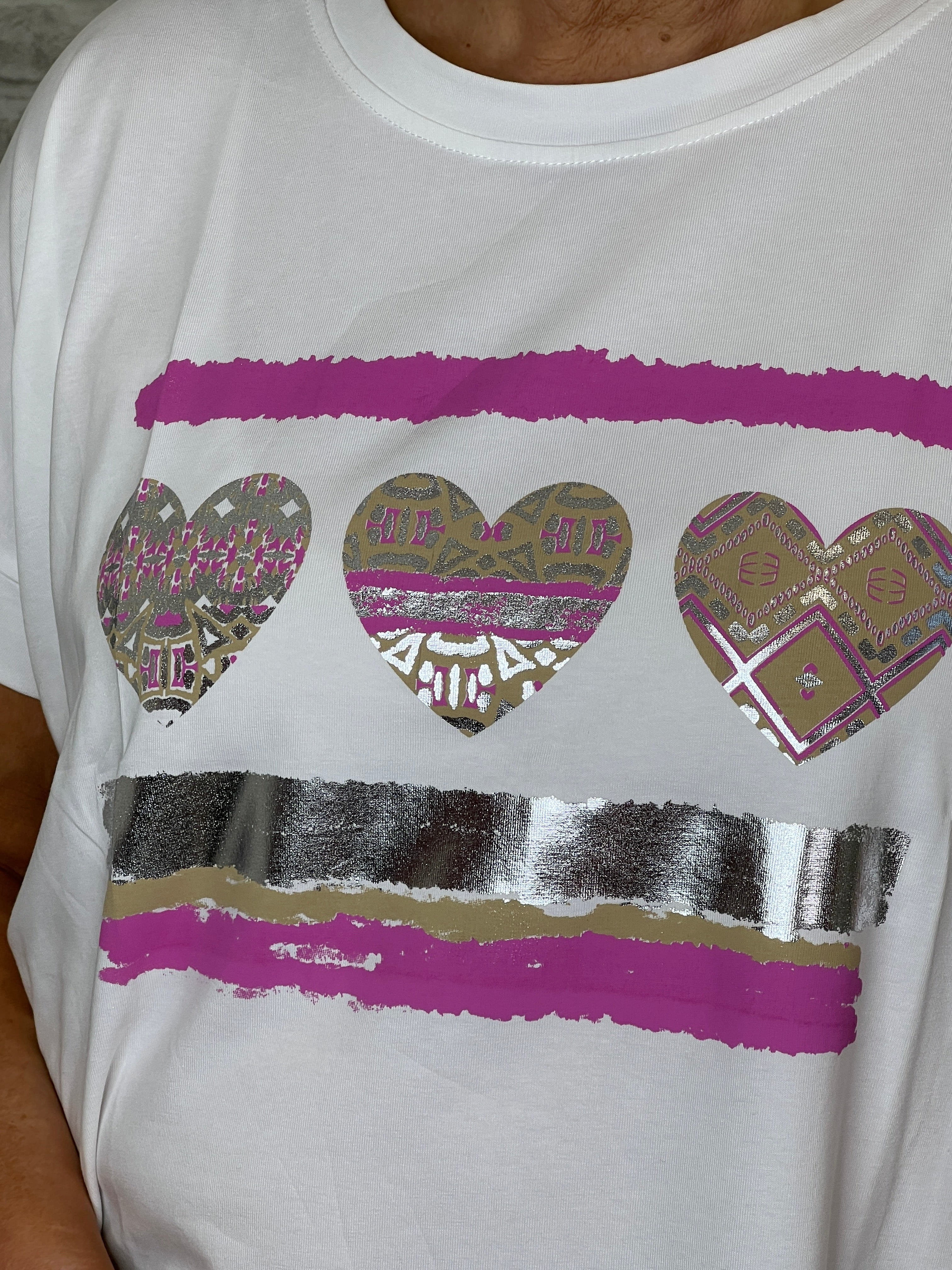 Deck By Decollage Pink Heart T-shirt In White