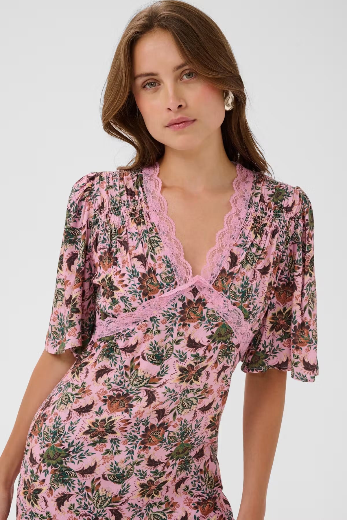 Bloom print dress in pink multi