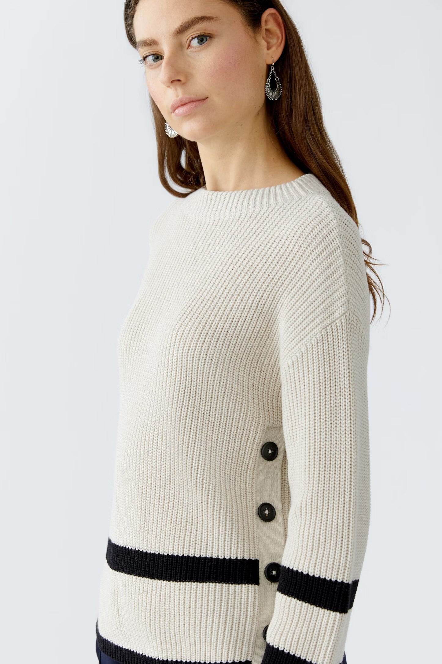 Oui Viniah Pullover In Light Camel Grey