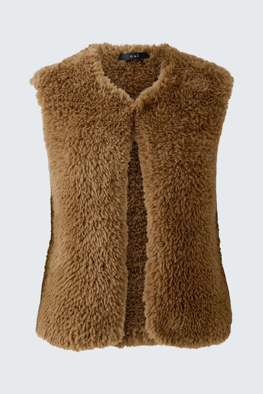 Oui Knitted Waistcoat In Light Rosewood