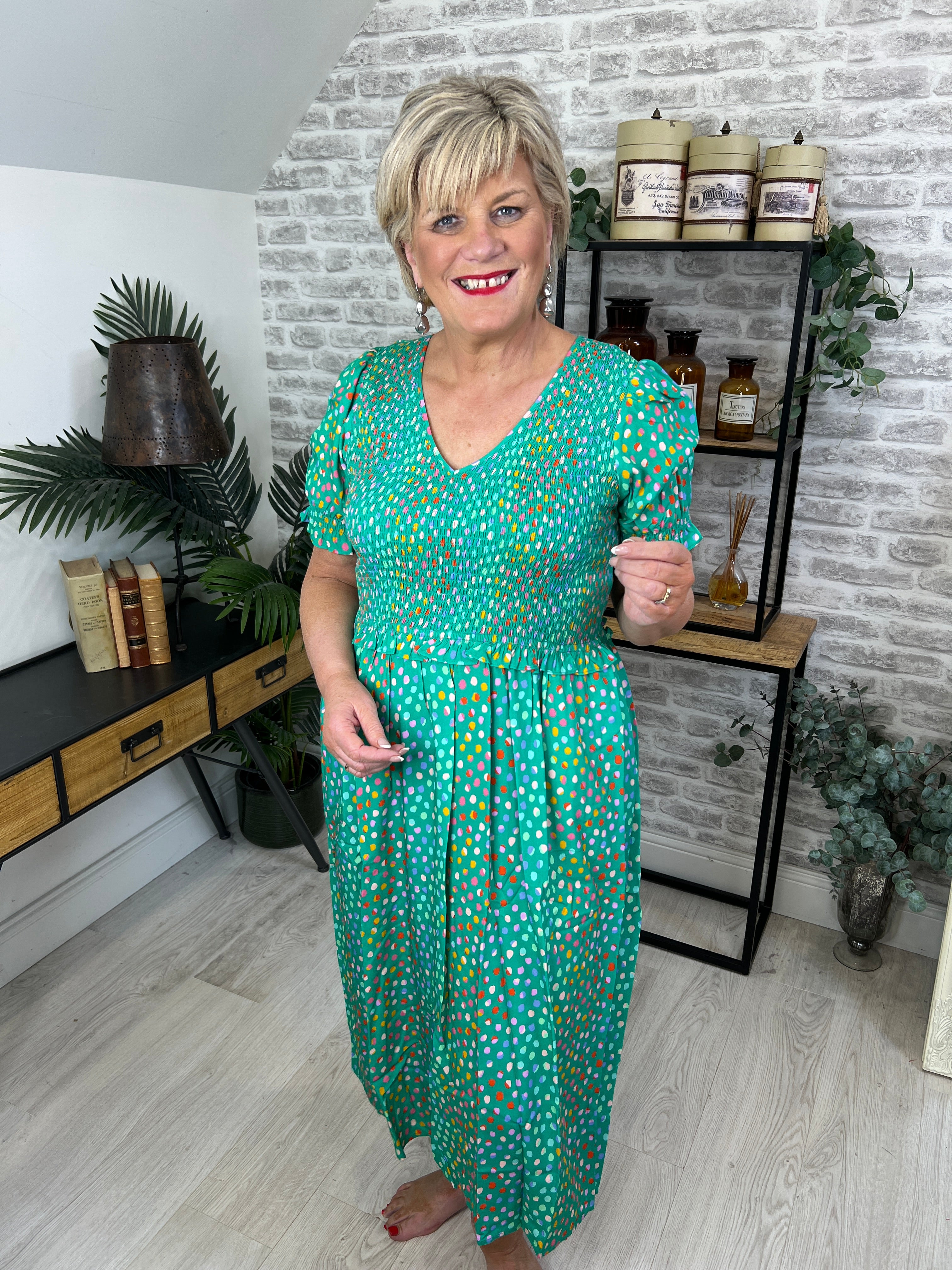 Sugarhill Brighton Bettina Rainbow Dress In Green