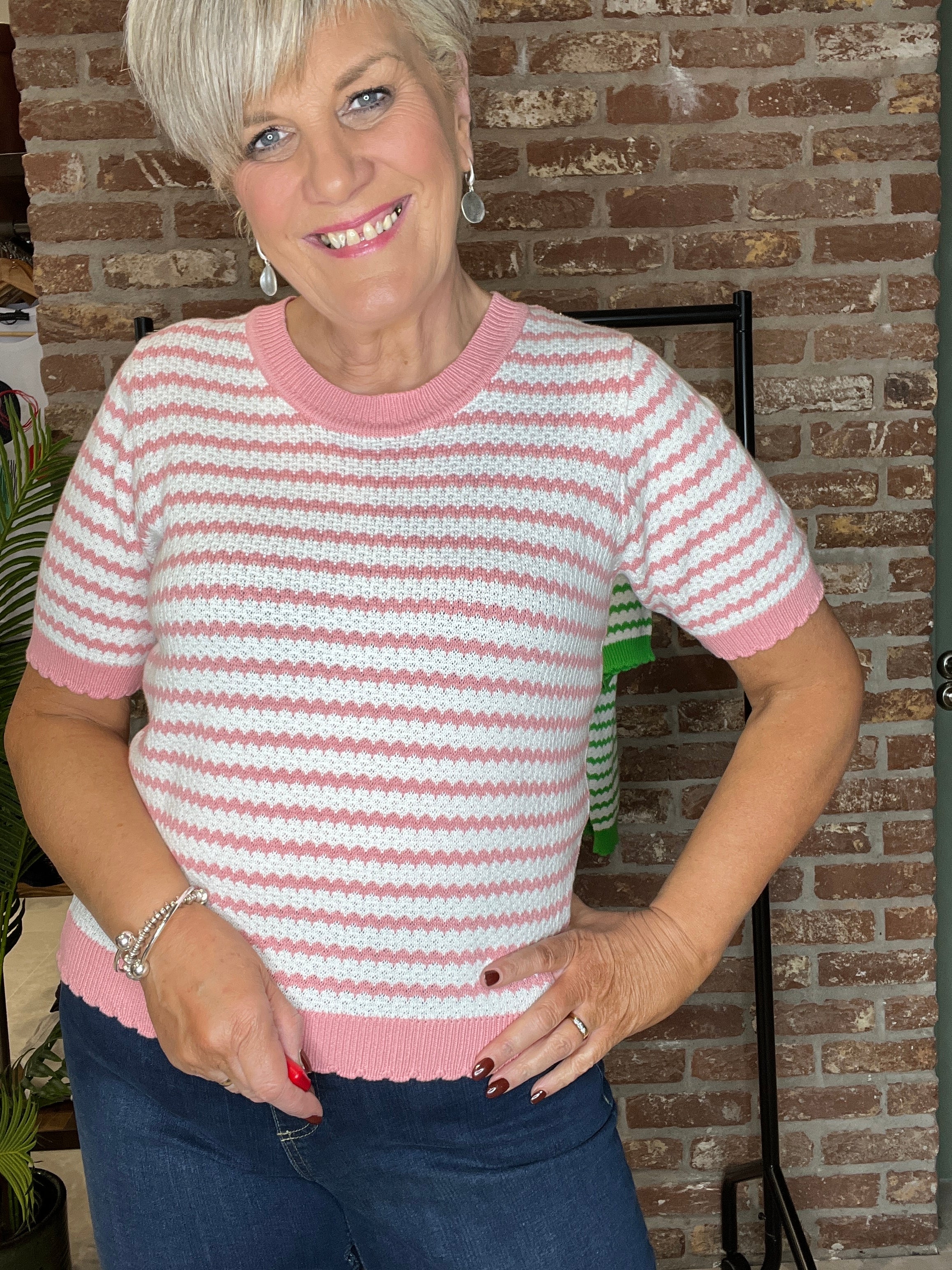 Nümph striped pullover In Peony